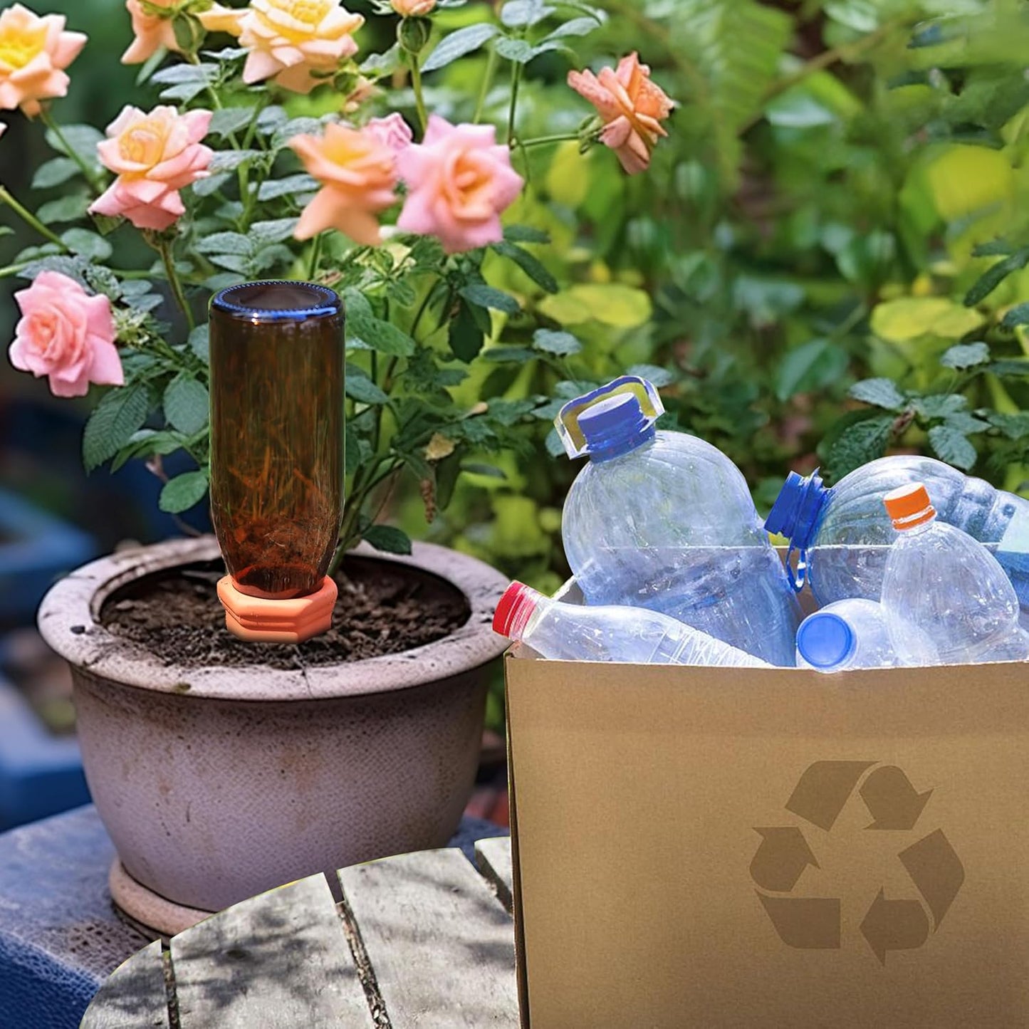 Terracotta Watering Spikes, Wine Bottle Watering Stakes, Slow Release Self Watering Planter Insert for Out | Indoor Plants, Vacation Plant Watering Devices, Automatic Plant Waterer, 4-Pack