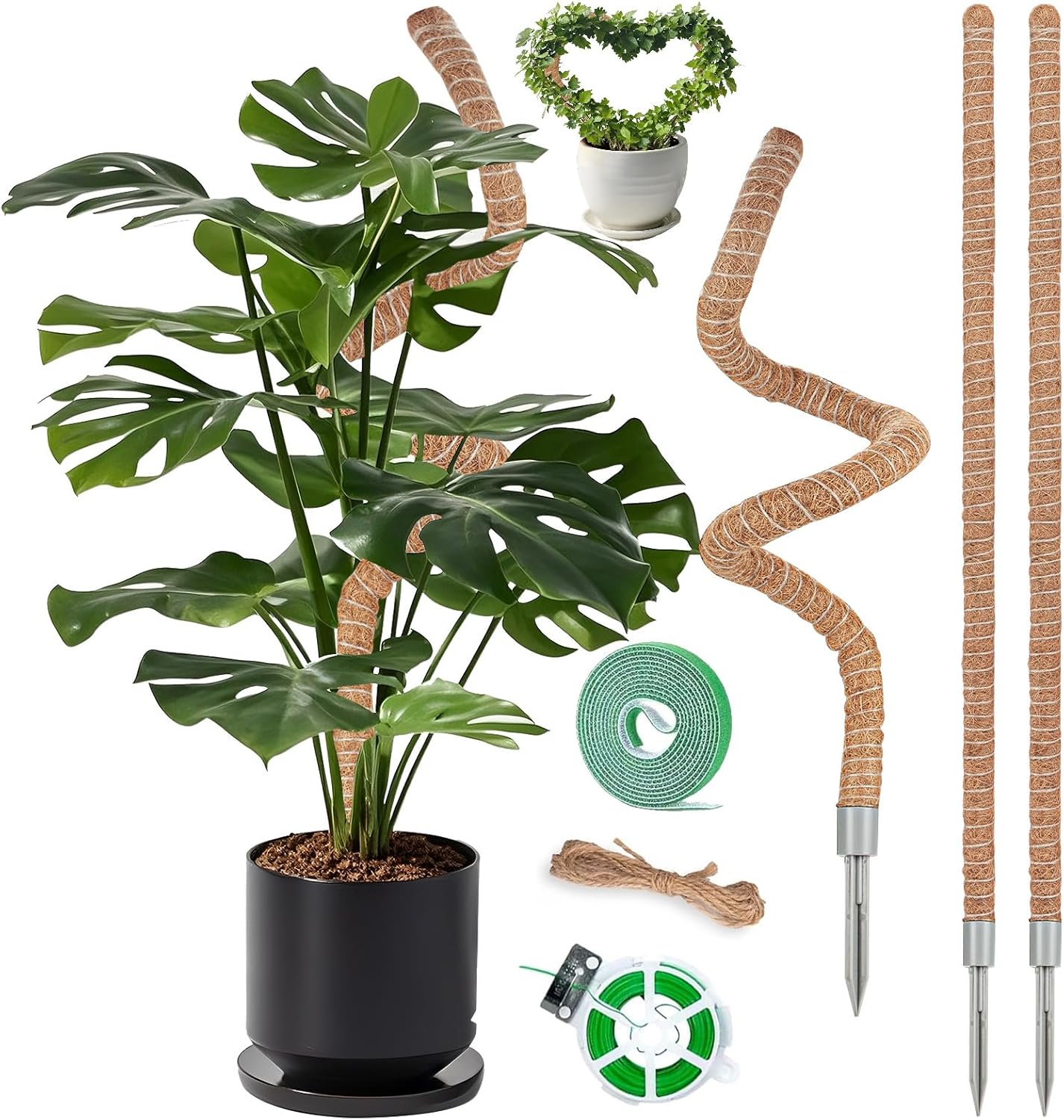 3 Pack Moss Pole, 48 Inch Monstera Plant Support, Moss Poles for Climbing Indoor Plants, Bendable Coco Coir Plant Support Stakes for Potted Plants, Pothos, Philodendron