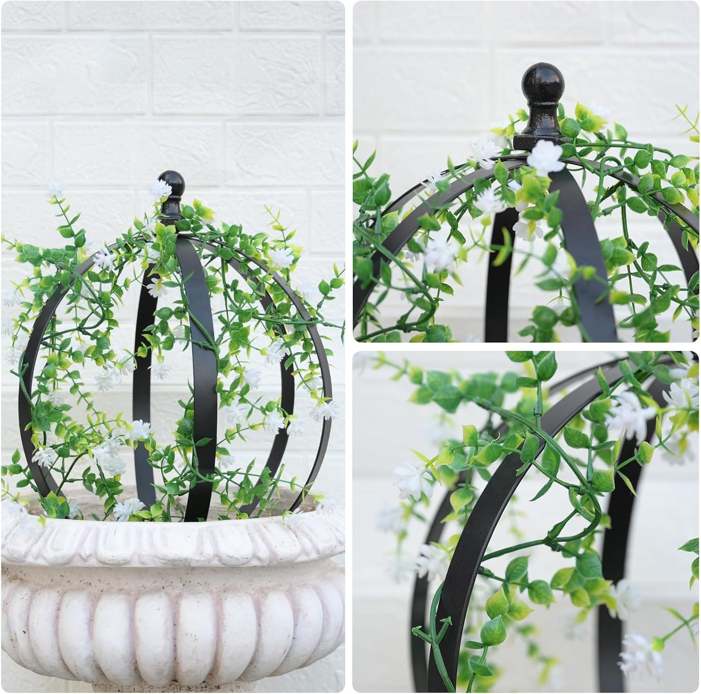 2-Piece Metal Garden Trellis Obelisk for Climbing Plants – 12.6 x 17.5 Inches - Stylish Topiary Frame for Outdoor Roses and Potted Plants – Durable Powder Coated Finish