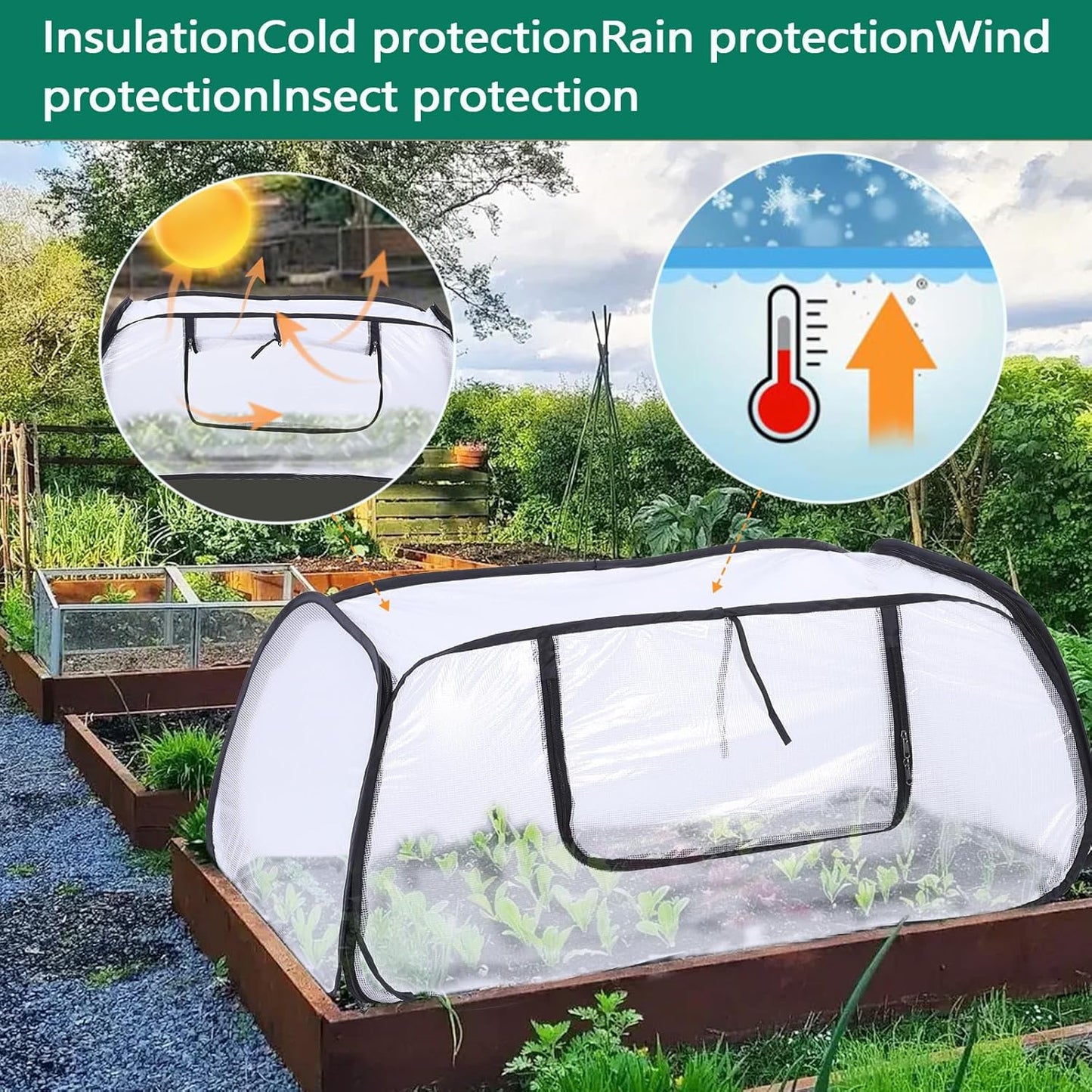 Garden Rows Accelerator Plants Cover,Garden Covers for Raised Beds,Freeze Protection Greenhouse Cover for Raised Garden Beds Protecting Seedlings Fruits Vegetable Rows (White)