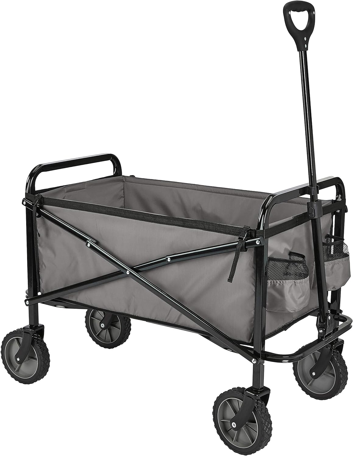 Amazon Basics Collapsible Folding Heavy Duty Utility Wagon for Outdoor Sports, 265 pounds Weight Capacity, Camping, Garden, and Shopping, 27.6 x 40.9 x 20 inches, Gray
