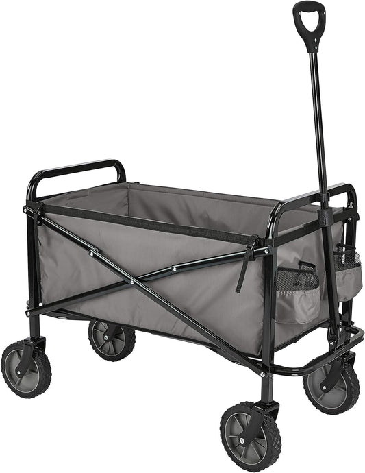 Amazon Basics Collapsible Folding Heavy Duty Utility Wagon for Outdoor Sports, 265 pounds Weight Capacity, Camping, Garden, and Shopping, 27.6 x 40.9 x 20 inches, Gray