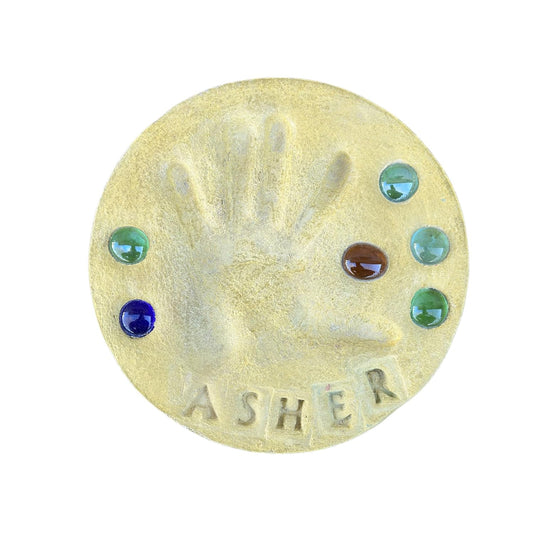 DIY Stepping Stone Kit with Color Pigment, Handprint Stepping Stone, Mother's Day Gift, Footprint Stepping Stone (10 Inch, Yellow)