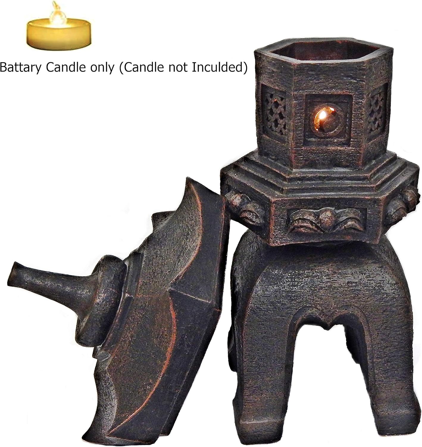 Bellaa 24429 Pagoda Stupa Zen Garden Decor Lawn Ornament Nara Japanese Style Asian Temple Lighthouse Oriental Lantern Toro Outdoor Statue 17 inch