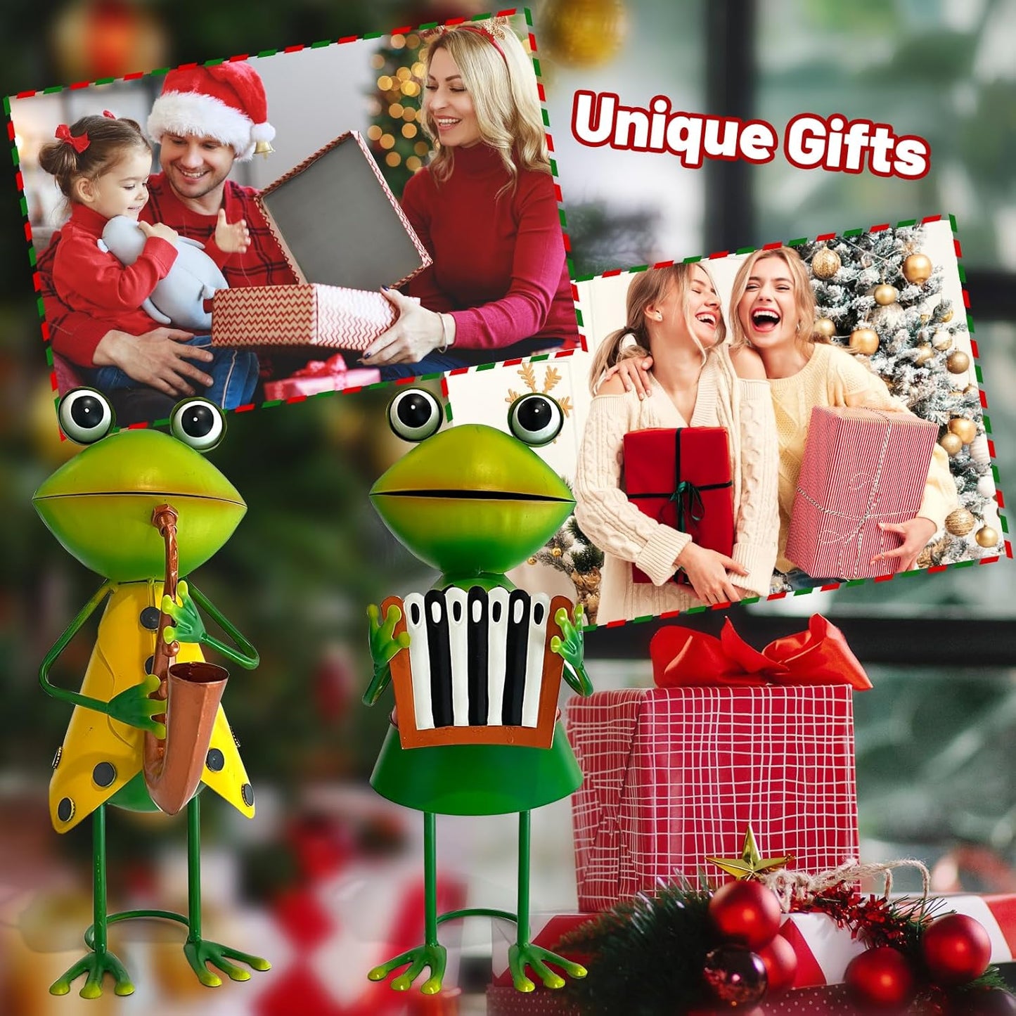 HONGLAND Metal Frog Garden Decor - Metal Frog Outdoor Statue -Funny Garden Frog Decorations - 3D Frog Figurine - Christmas Holiday Housewarming Gifts Lawn Patio Yard Garden Decor (Saxophone)