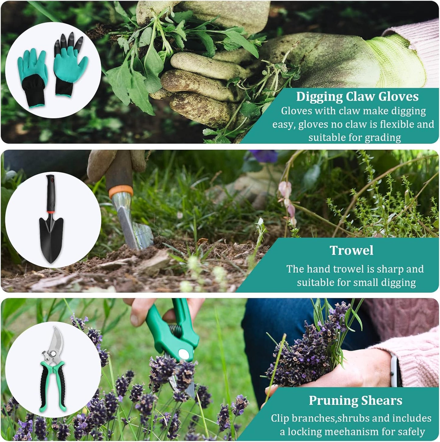 EDOSTORY 4.5 FT Height Vertical Garden Planter Removable Pale Green Raised Bed Box with 5 Container Boxes,Digging Claw Gloves,Trowel,Purning Shears for Outdoor Vegetables Flowers