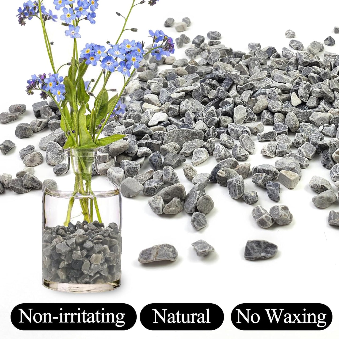 20lbs Grey Pebbles for Landscaping, 3/8inch Small Rocks for Gardening Succulent Cactus Plants, Natural Polished Pebbles, River Rocks for Plants, Vases