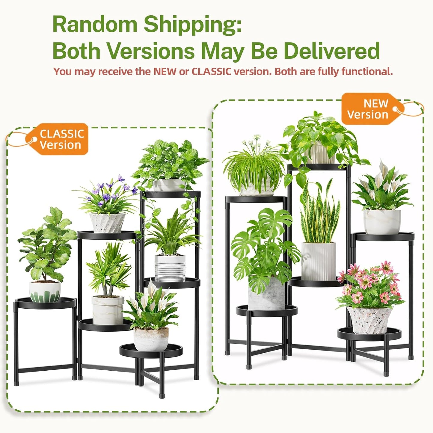 iDavosic.ly 6 Tier Large Plant Stand Indoor with 10 Inch Wide Tray, Tiered Corner Metal Outdoor Flower Display Holder Shelf, Folding Tall Rack for Patio Porch Living Room, Modern Black