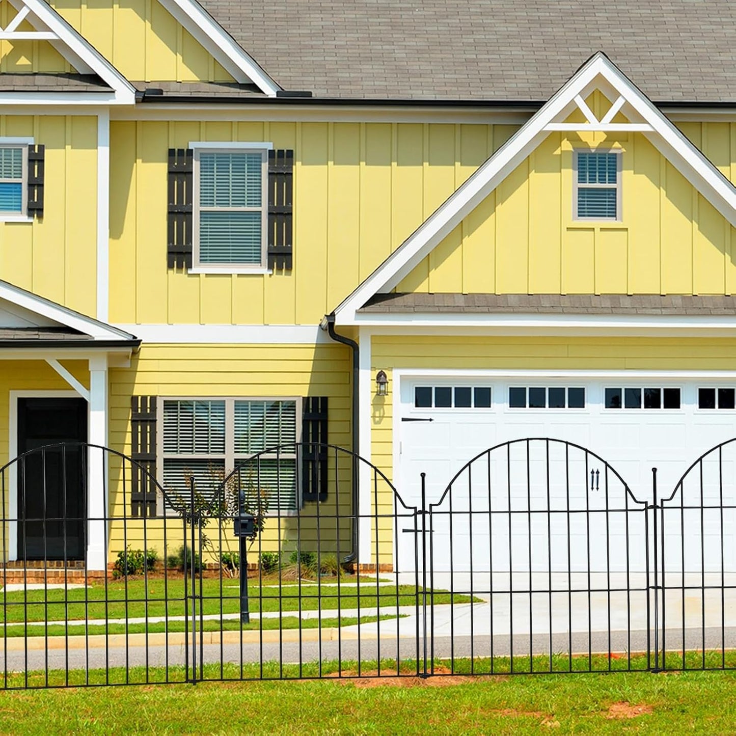 Decorative Metal Garden Fence 10 Panels, 24in (H) x 20ft (L) No Dig Dog Fence Outdoor for Yard, Temporary Rustproof Metal Wire Rabbit Dog Garden Border Fencing for Patio