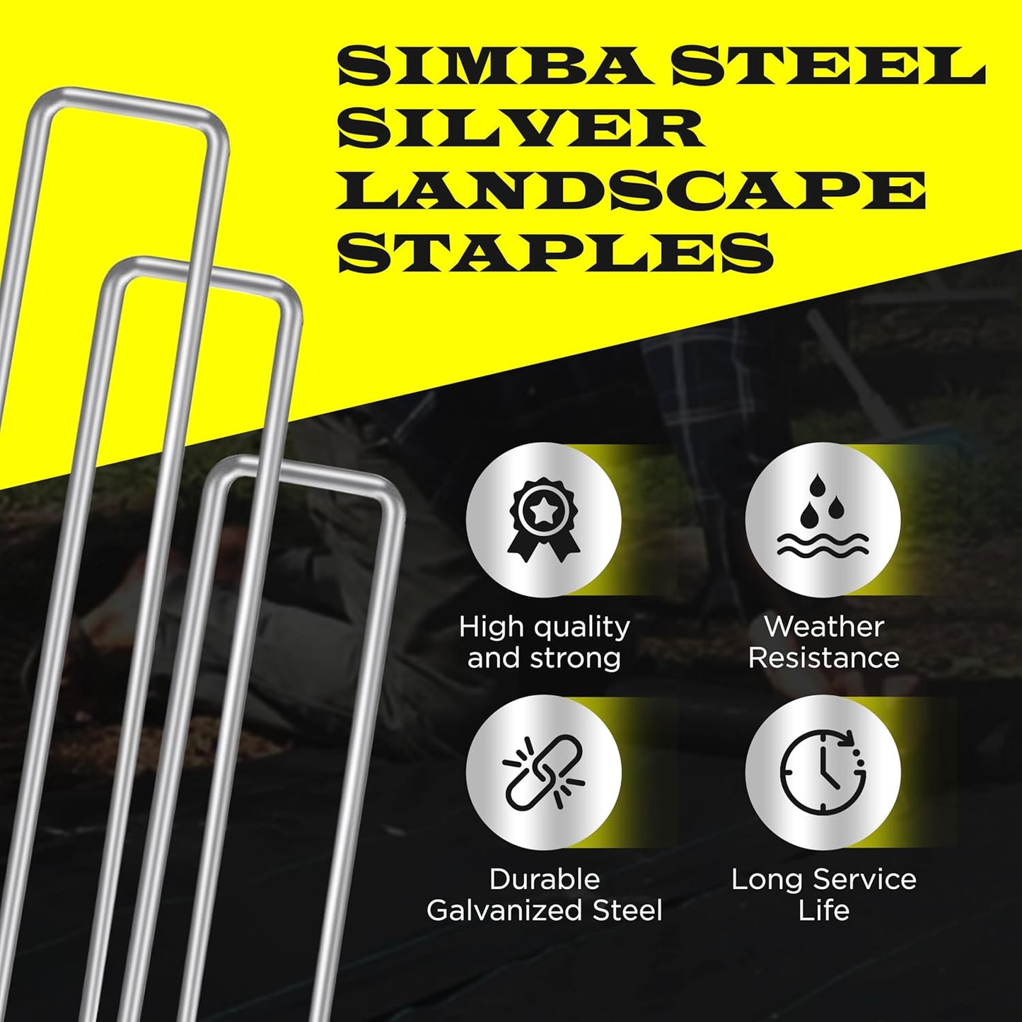 125 Pack x 12 Inch Landscape Staples Galvanised, Fabric Pins, 11 Gauge, Garden Staples, Tent Stakes, Fabric Pins for Lawn, Fence, Tent, Decoration, Weed Barrier, Outdoor. (125 x 12in)