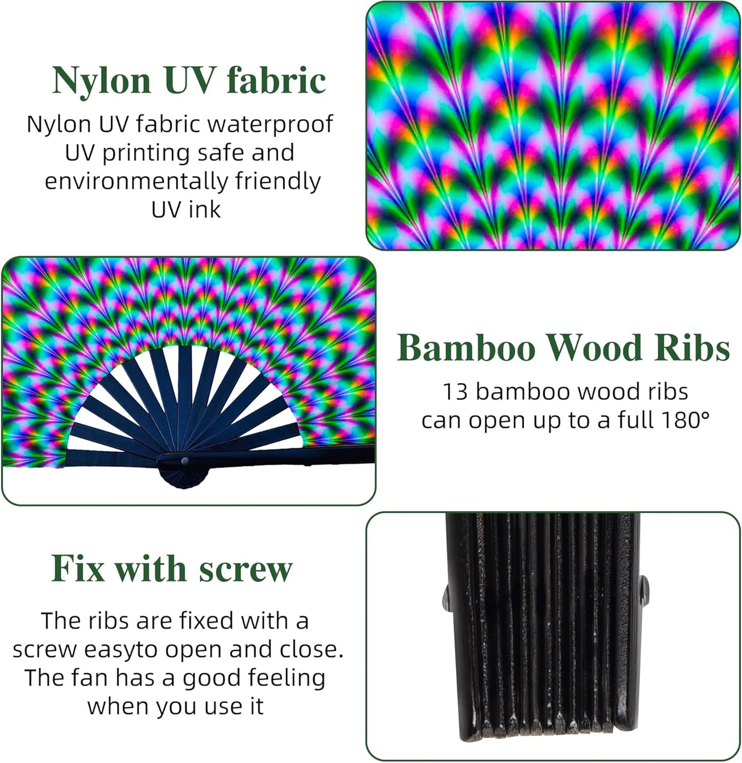 13-Inch Large Popping Fans for Line Dancing, Boots Ground Hand Fan Foldable for Women Dances, Music, Festival, Gift, Rave, Party (Waves)