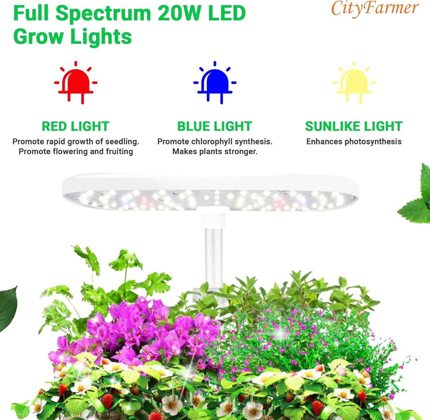 Indoor Hydroponics Growing System: Indoor Fresh Vegetable, Herb Garden Kit with LED Grow Light Quiet Smart Water Pump Automatic Timer - Planter for Home Kitchen Office (White, 12 pod)