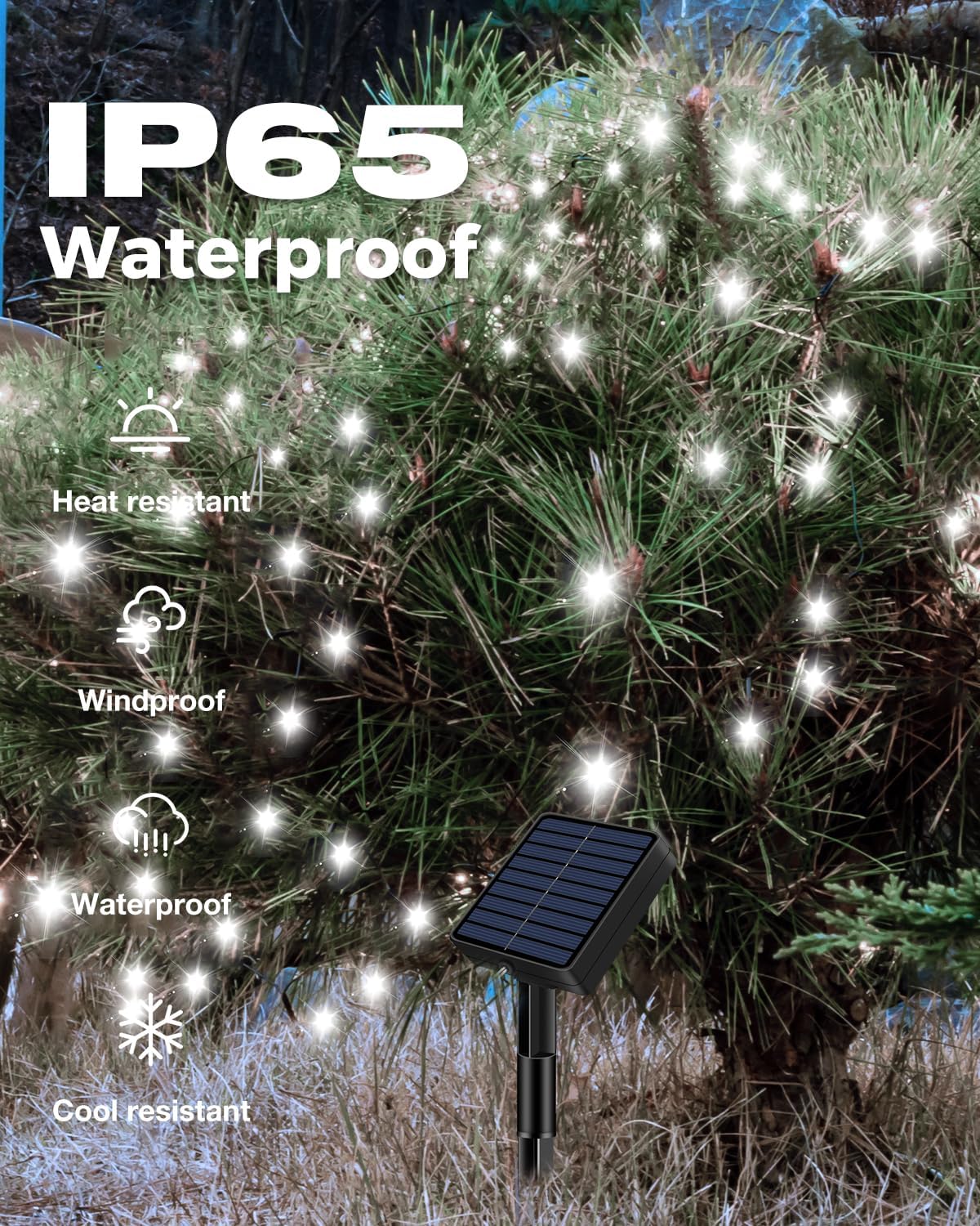 3 Pack Solar Fairy Lights for Outside Waterproof, 49FT/15M 150LED Solar String Light Outdoor 8 Modes Solar Twinkle Lights for Garden Yard Christmas Tree Wedding Party Decor, Cool White