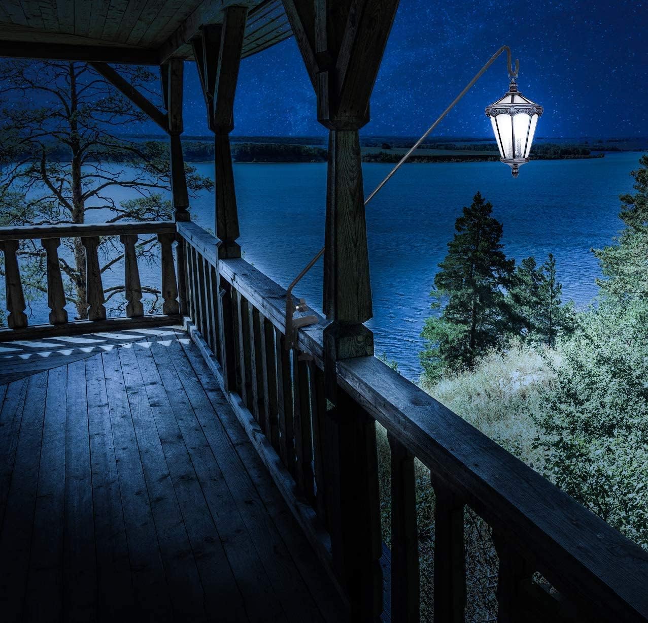 ERYTLLY Heavy Duty Deck Hook, Extensible and Adjustable Deck Hook with 2" Non Slip Horizontal Clamp for Hanging Bird Feeder, Plants, Suet Baskets,Wind Chimes,Lanterns and More