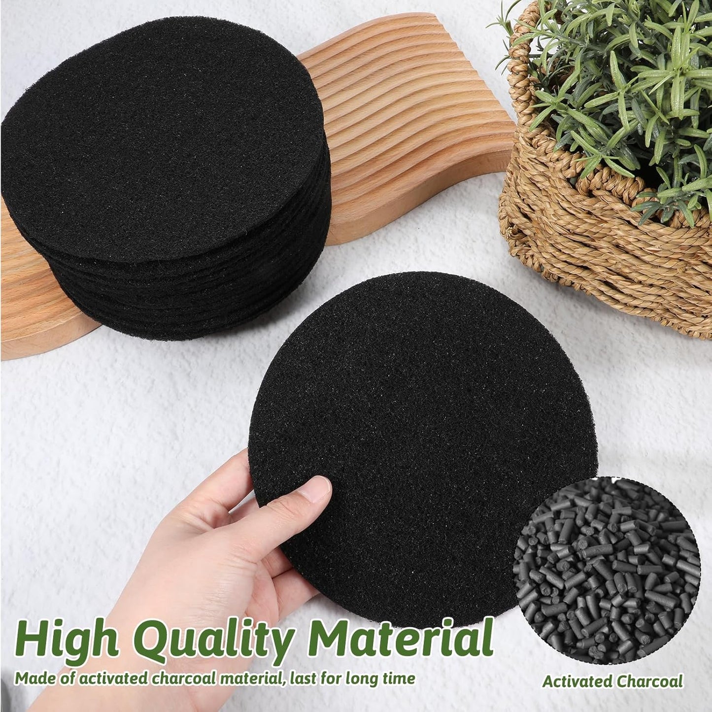 24 Pack Compost Bin Filter, 6.7 Inch Charcoal Filters for Kitchen Compost Bin, Compost Filters for Home Countertop Bin, Replacement Charcoal Filters for Compost Bucket Refill Sets, Round