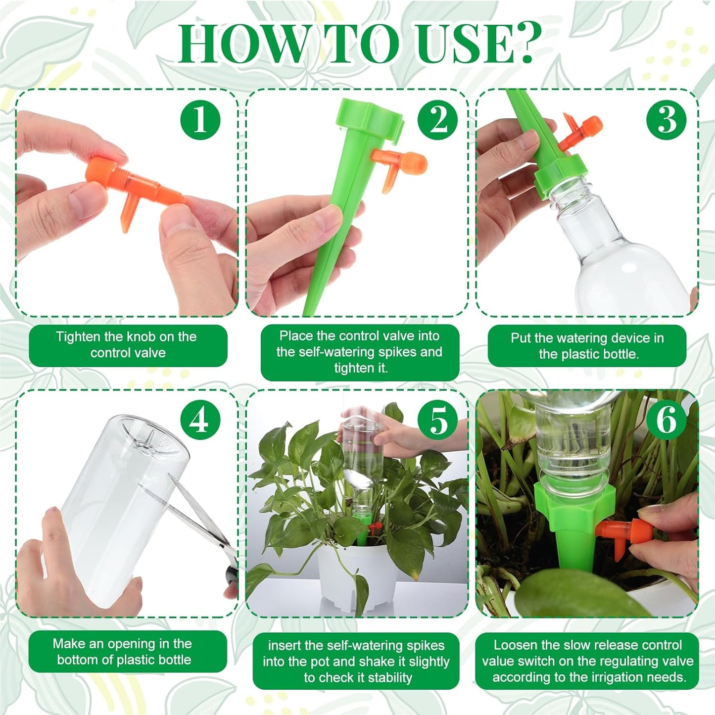 16 Set Plant Watering Devices with Self Watering Spikes and 26 oz Plastic Bottles Plant Waterer Devices with Adjustable Control Valve Switch Indoor Outdoor (Clear)