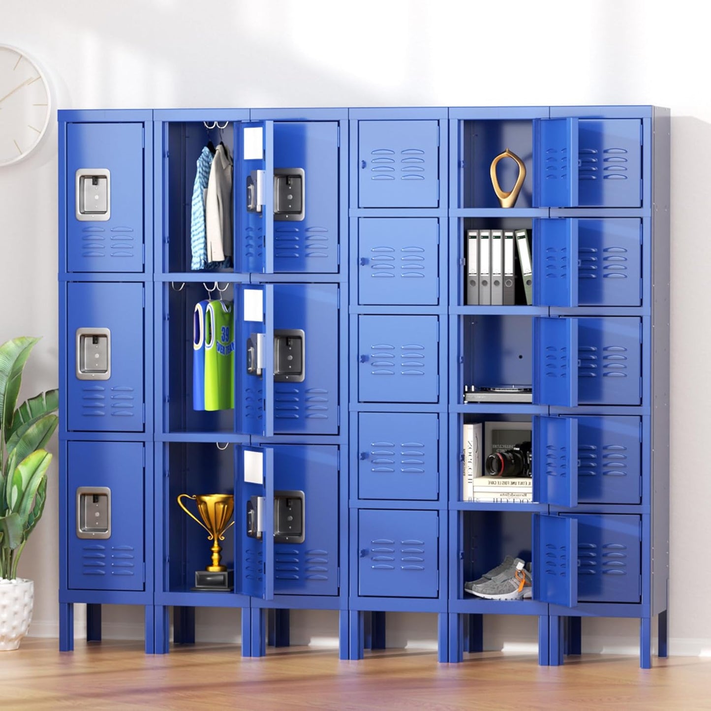 Greenvelly Metal Locker - Five Tier Box, Blue, 5 Door - Ideal for Office, School, Gym, and Corridor Storage