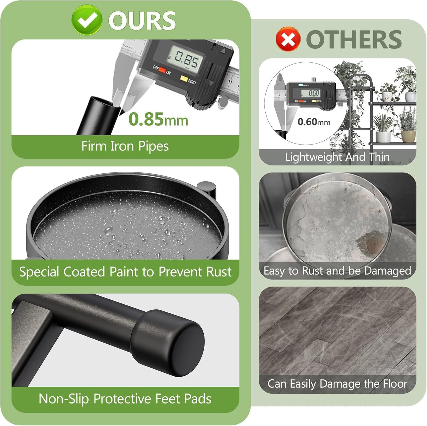 5 Tier Metal Plant Stand Indoor, Foldable Corner Plant Stands Outdoor, Rotatable Tiered Plant Stand, 31 Inch Tall Plant Shelf for Patio Living Room Balcony Garden Home - Black