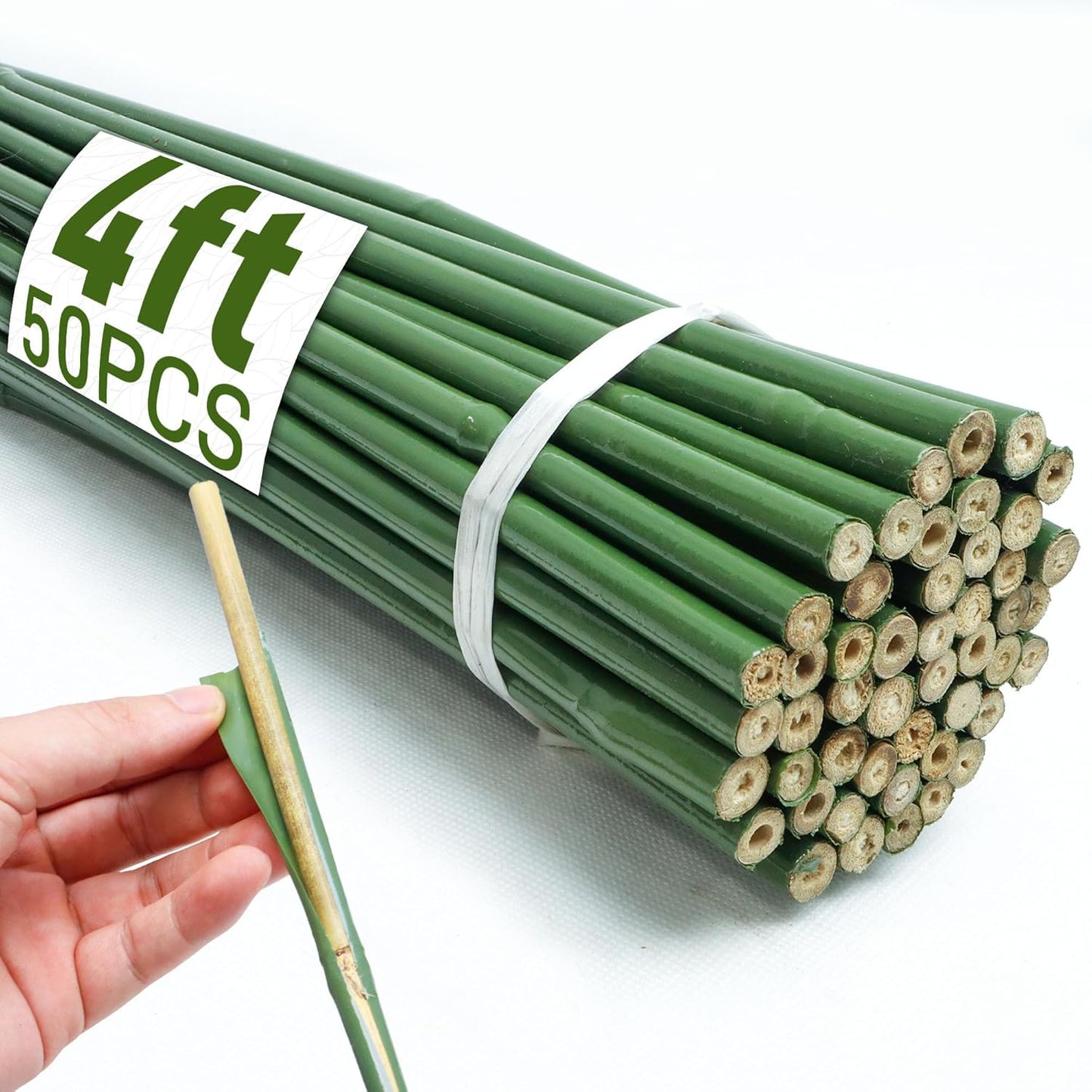 50Pcs 4ft Bamboo Sticks for Indoor Outdoor Plants, 0.29"-0.38" Natural Bamboo Poles, Durable Garden Stakes for Tomatoes, Beans, Flowers and Potted Plants