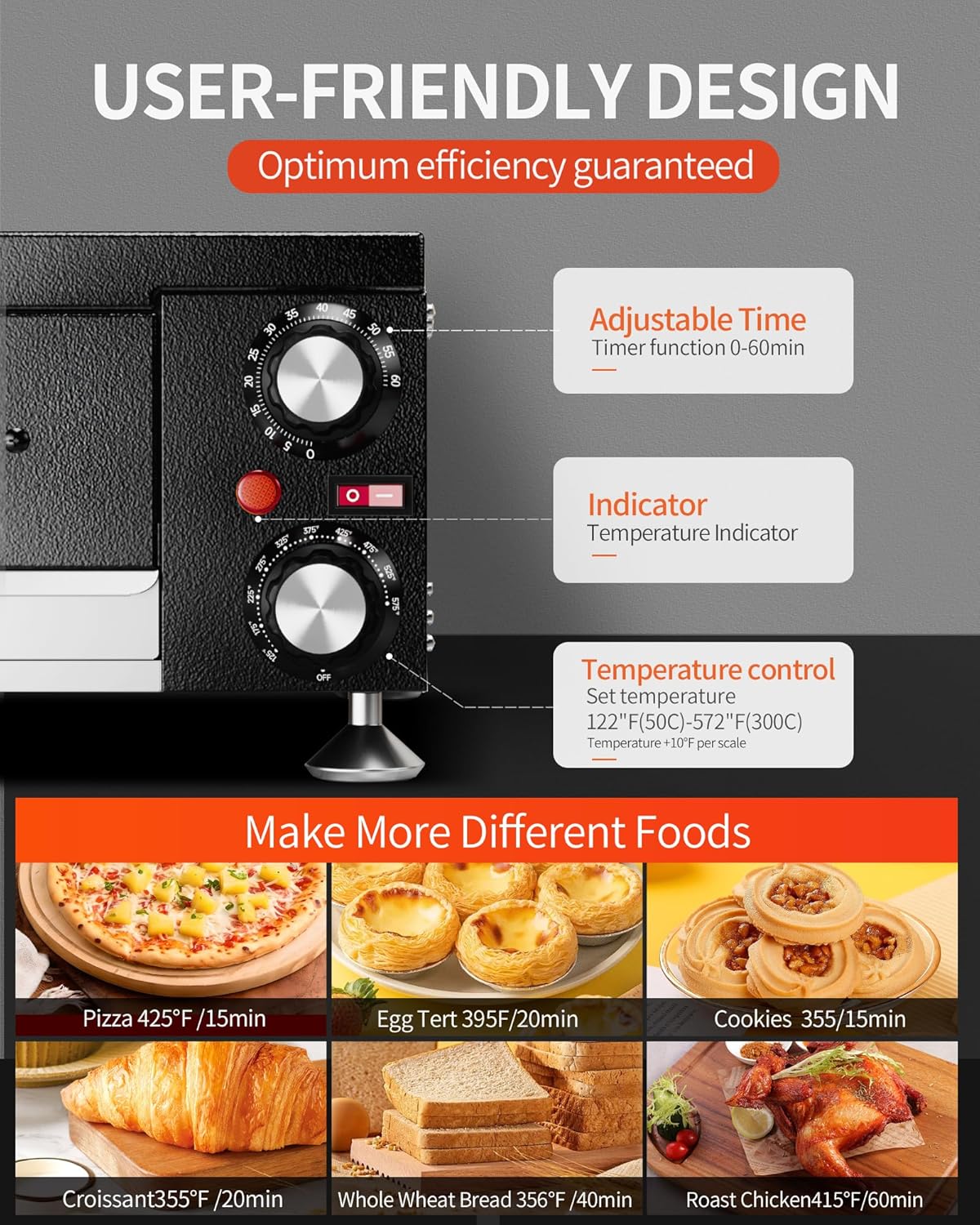 Electric Pizza Oven Indoor Countertop Pizza Oven Commercial Pizza Maker Machine for Home with Timer Stainless Steel Pizza Cooker, Suitable for Both Commercial and Home Use (Black)