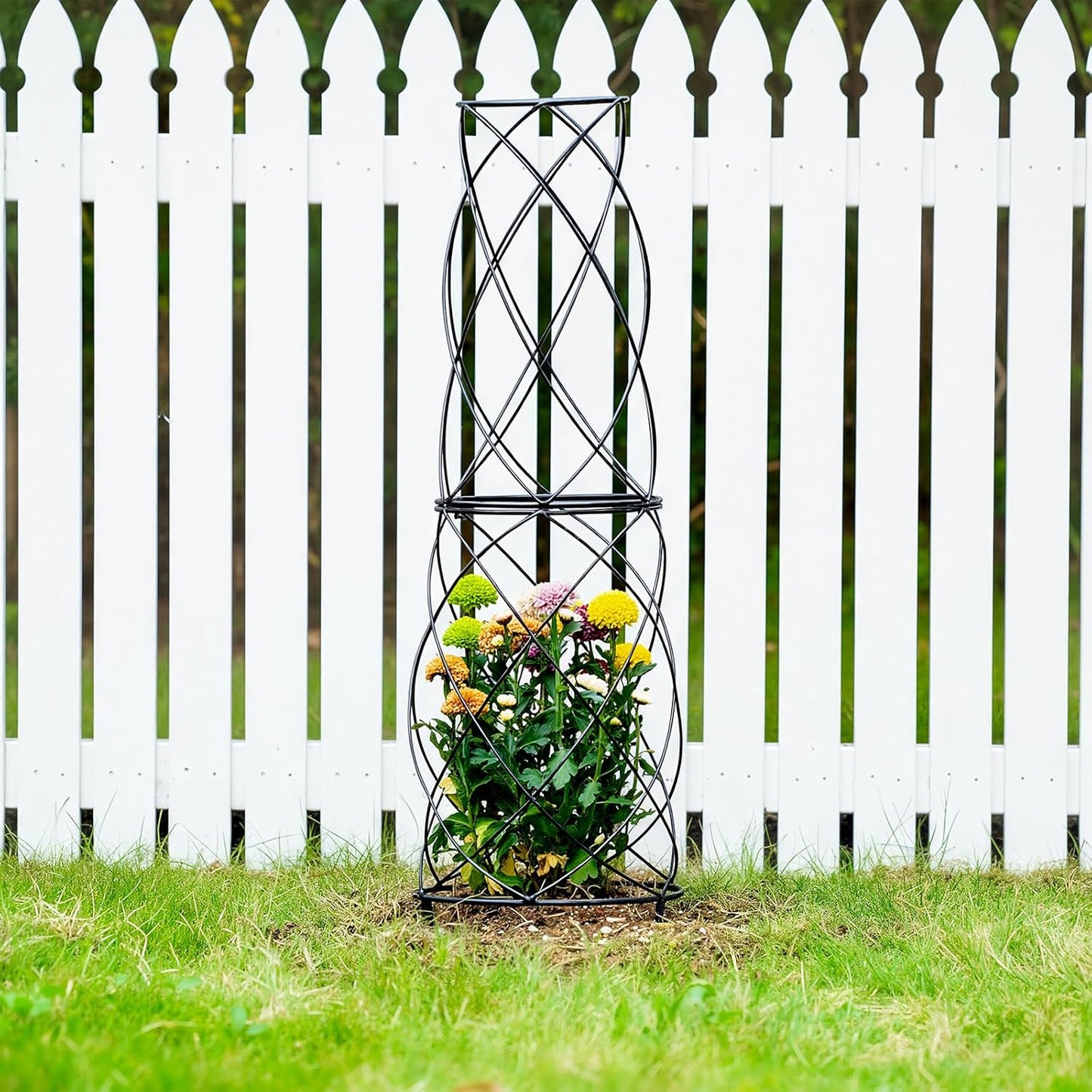 35-Inch Metal Garden Obelisk Trellis for Indoor & Outdoor Plants – Durable, Weather-Resistant Support for Climbing Vines, Roses, and Flowering Bushes – Decorative Potted Plant Structure