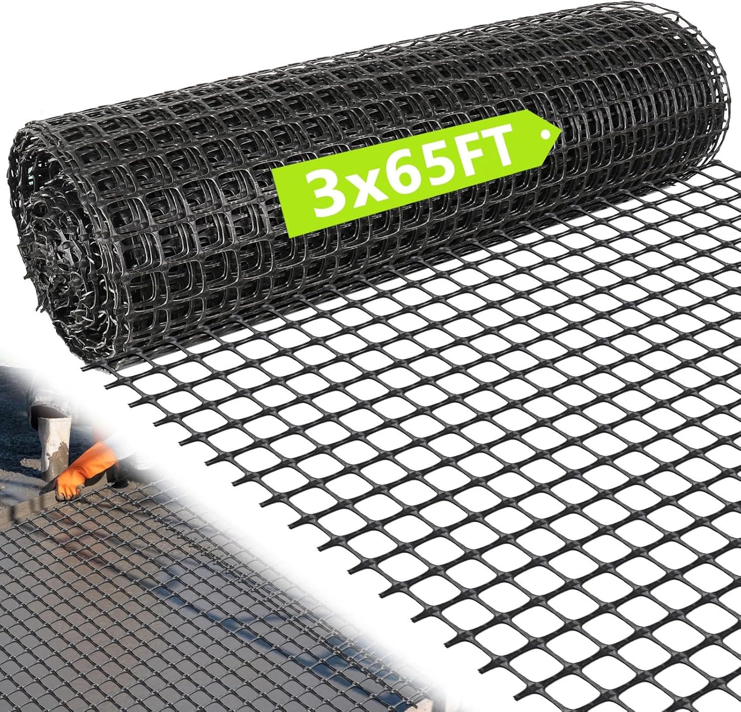 3ft x 65ft Retaining Wall Geogrid Roll, Bi-Directional Geogrid Retaining Walls Gravel Grid for Reinforcement Slope Driveway Stabilization Grids Gravel Grid Walls