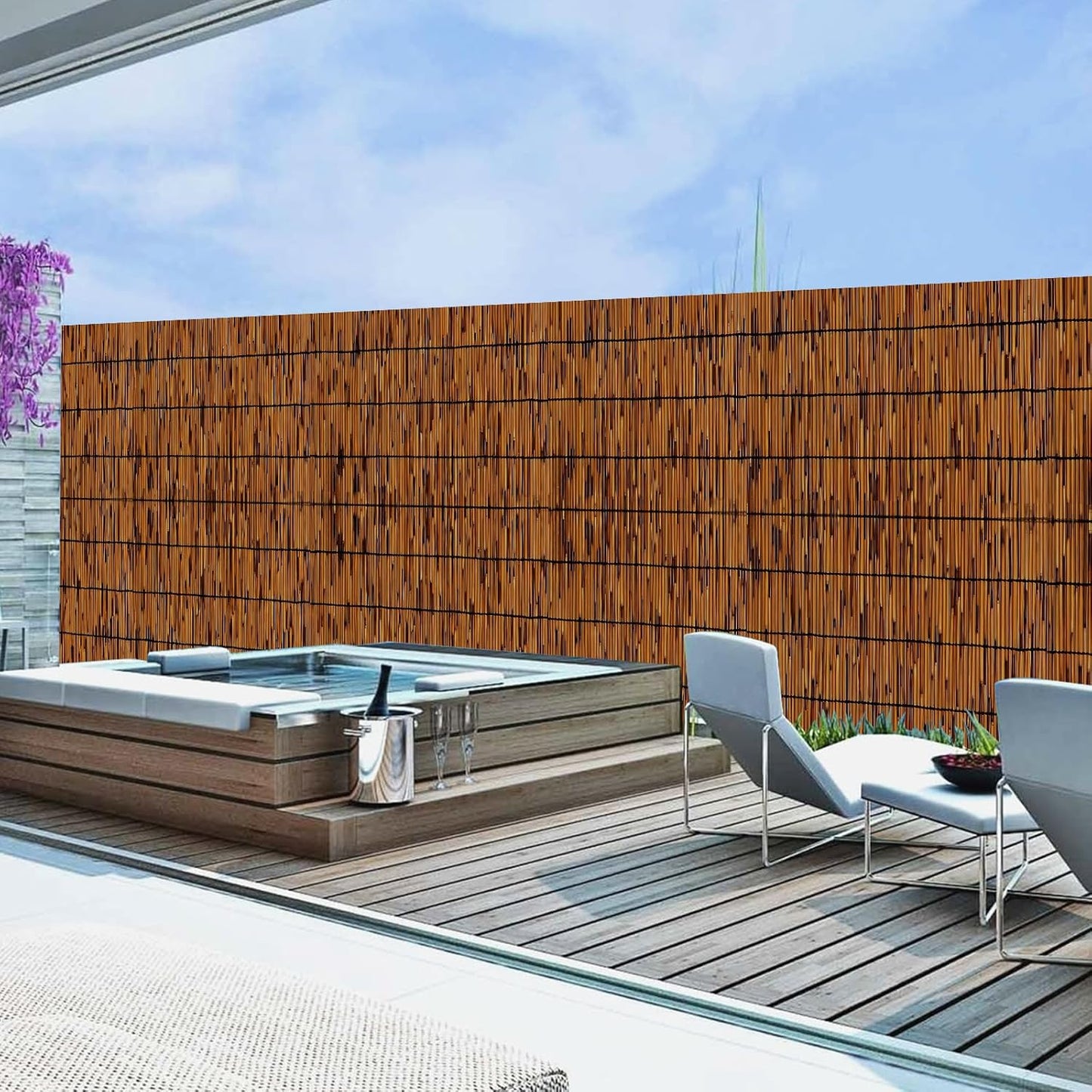 1 Pack Reed Fencing Rolls, Decorative Bamboo Fencing 6ft High Roll Reed Screen, Bamboo Reed for Balcony Patio Garden Backyard Outdoor