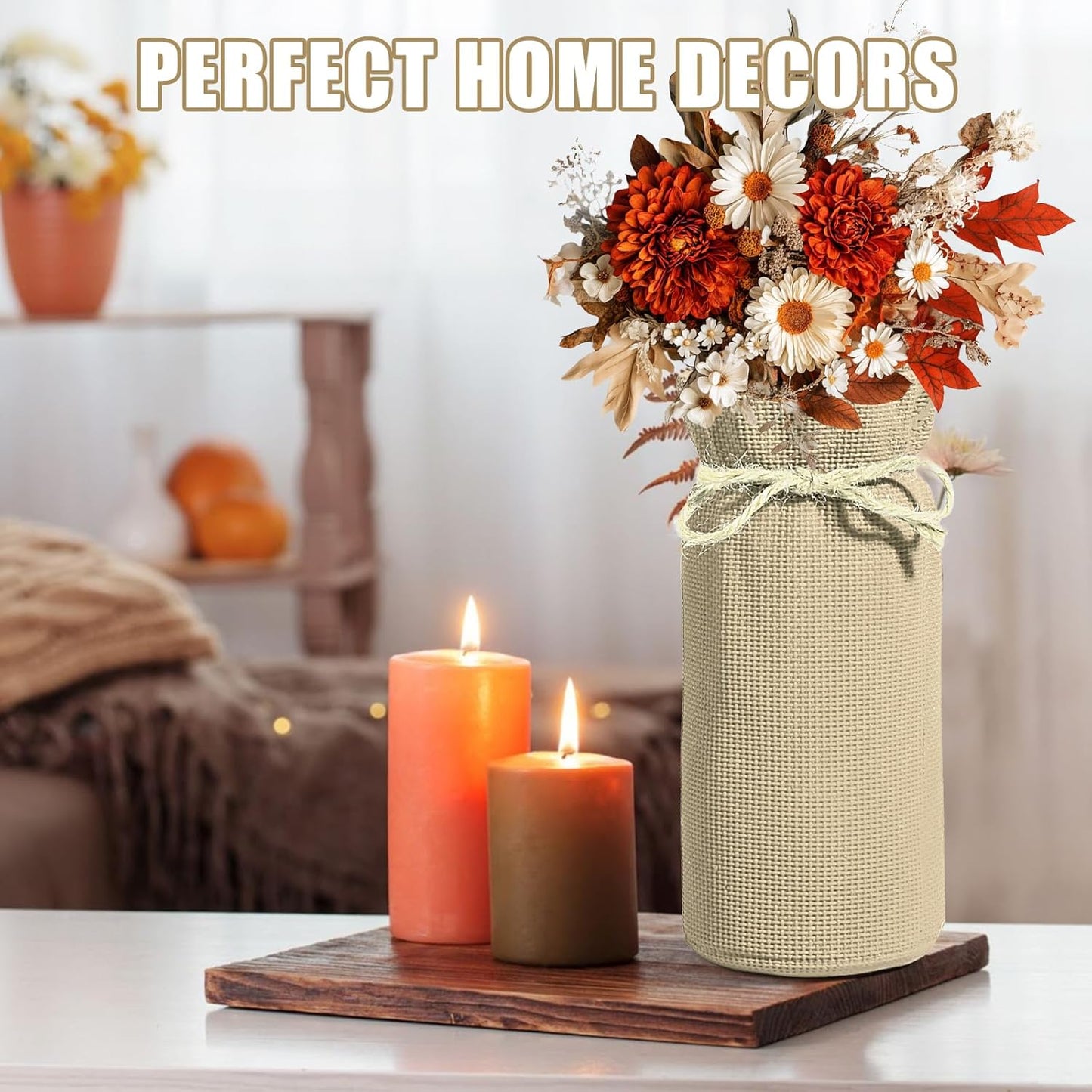 Fall Decor Vase for Flowers Fall Centerpieces for Tables Vases Home Decor Vintage Flower Vase Dining Table Centerpiece Decor(White)