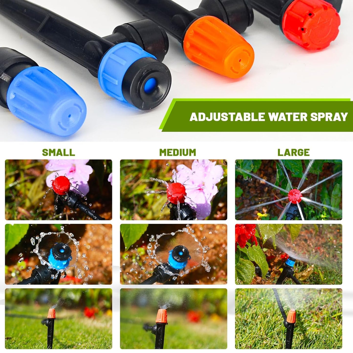 240FT Drip Irrigation System, 2025 Upgraded Quick Connector Irrigation System for Garden, Adjustable Nozzles, Garden Watering System with 1/4" & 1/2" Tubing, Sprinklers for Garden, Greenhouse, Lawn