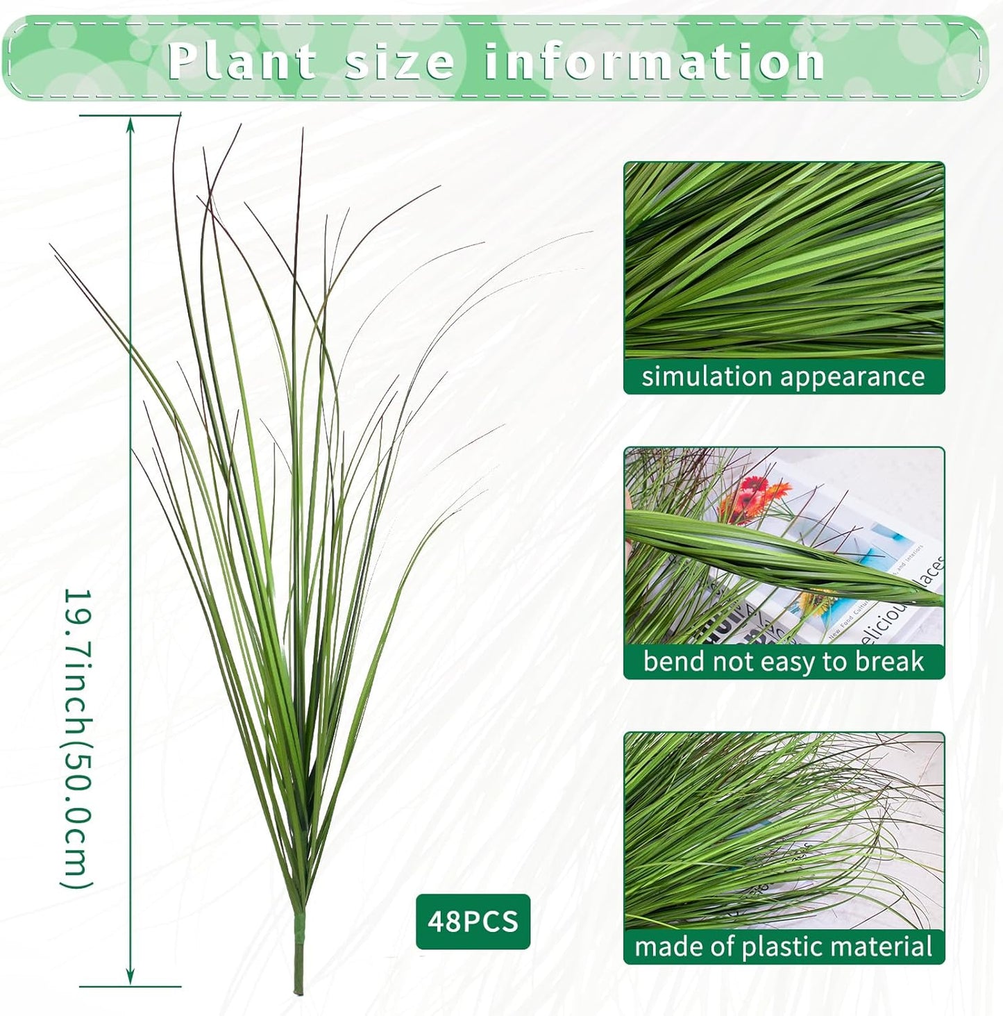 48Pcs Artificial Grass Plants Faux Shrubs Wheat Grass Fake Tall Grass Plants for Outdoor Decor Greenery Stems Weed for Room Indoor Home Decor（Green Red Tail
