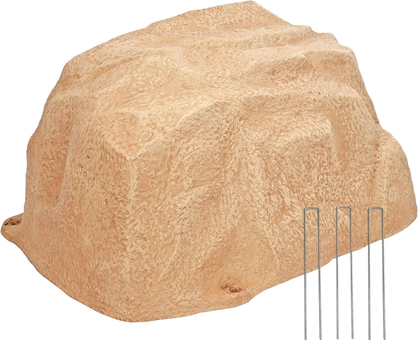 Sunnydaze 14” H Polyresin Faux Landscape Rock Cover - Lightweight Fake Rock Well Pump Cover for Outside - Sand