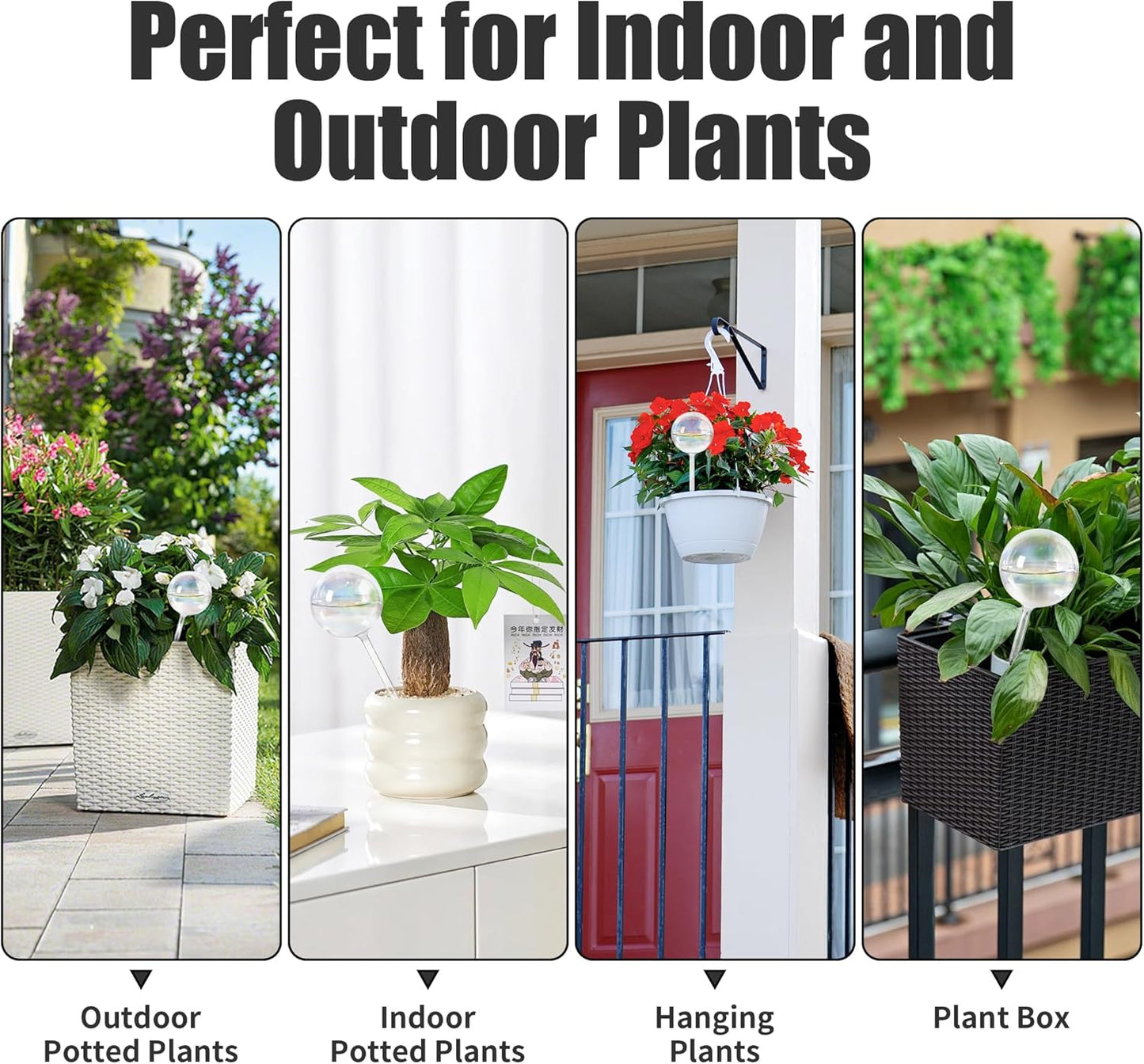 6.5oz Self Watering Globes (4 Pack),Medium Glass Plant Water Bulbs for Indoor Plants, Automatic Drip Irrigation,Light Iridescent Watering Stakes for Vacation & Daily Use (Slow-Release Hydration)