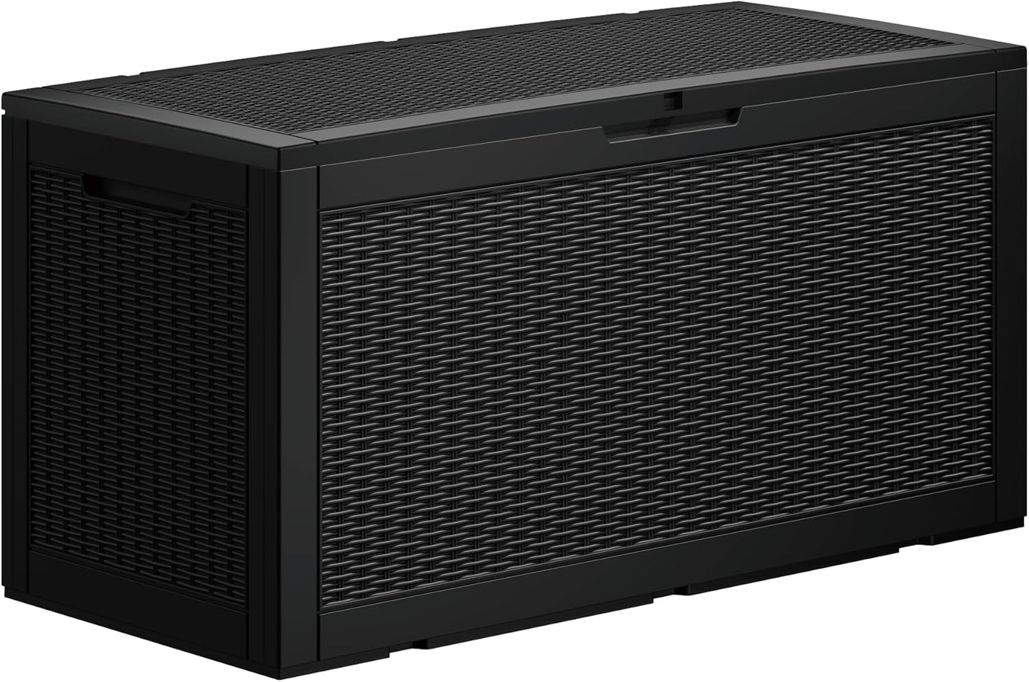 Heavy-Duty 100 Gallon Outdoor Storage Box - All-Weather Patio & Garden Storage Box Waterproof, Lockable Resin Deck Chest for Pool Accessories, UV-Resistant, Obsidian Black