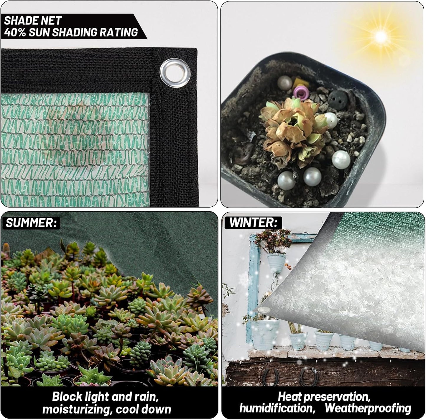 Cool Area 40% Sun Shade Cloth Mesh Tarp with Grommets for Plant Cover 8x10ft Patio Canopy Garden Pergola Blackhouse Car Barn Kennel Green