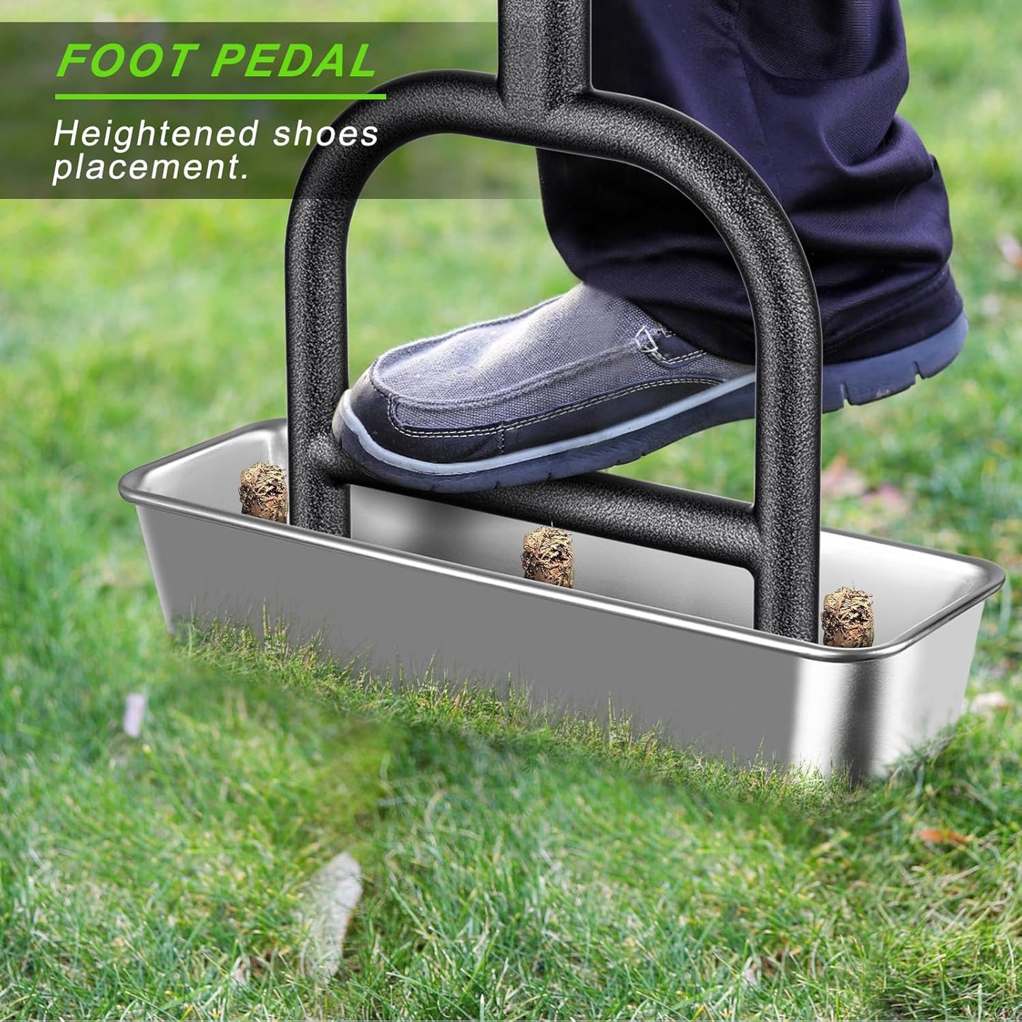 Dolibest Lawn Coring Aerator, Manual Grass Aerating Tool with Stainless Steel Soil Core Storage Tray, 3 Stainless Steel Corer Plug Aerator Tool, Garden Tool & Clean Hand Tool, Improve Lawn Health