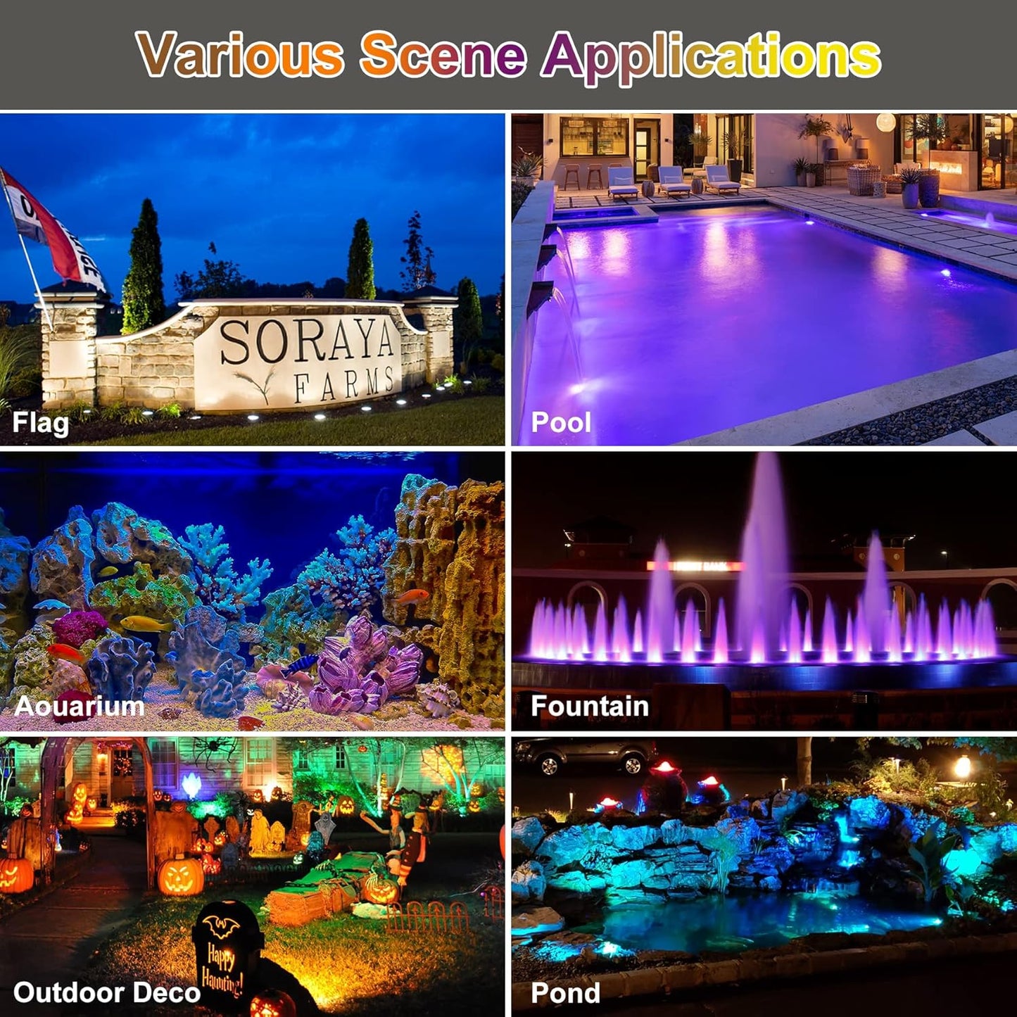 RGBW Pond Lights with Timer, 18 LED Super Bright Underwater Submersible Fountain Lights Color Changing Spotlights, Remote Control IP68 Waterproof for Fish Aquarium Tank Garden Pool (Set of 4)