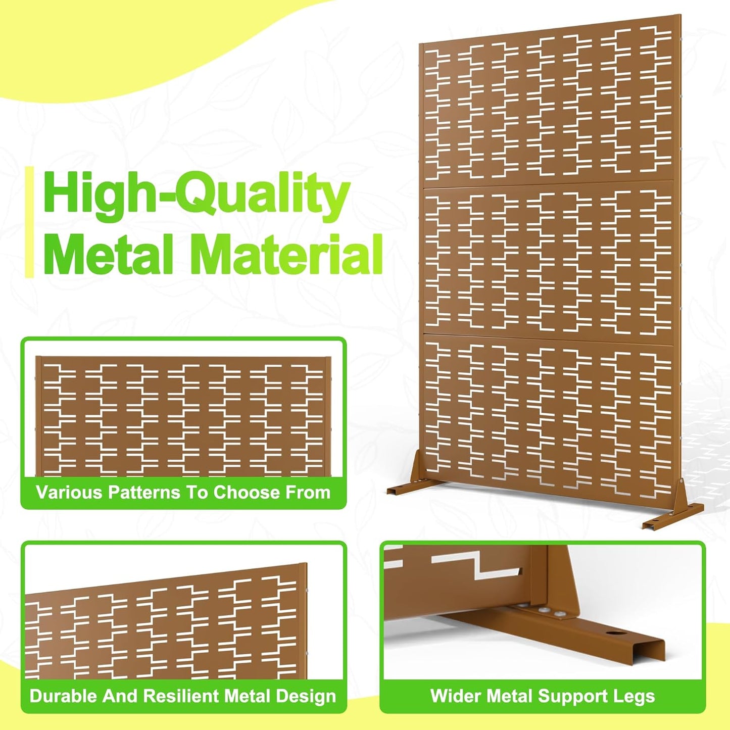 Outdoor Privacy Screen,72" H×47" W Metal Privacy Screen, Freestanding Privacy Fence Panels for Patio