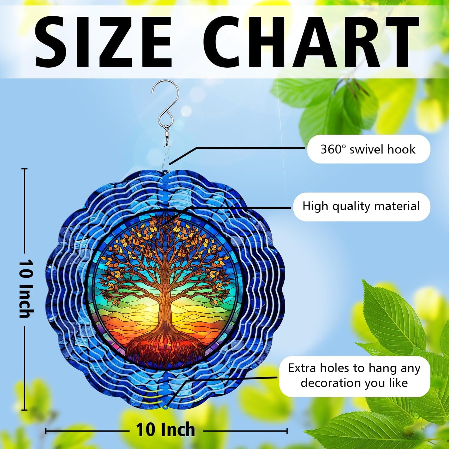 Tree of Life Yard and Garden Wind Spinner, Unique 3D Hanging Tree of Life Wind Spinner