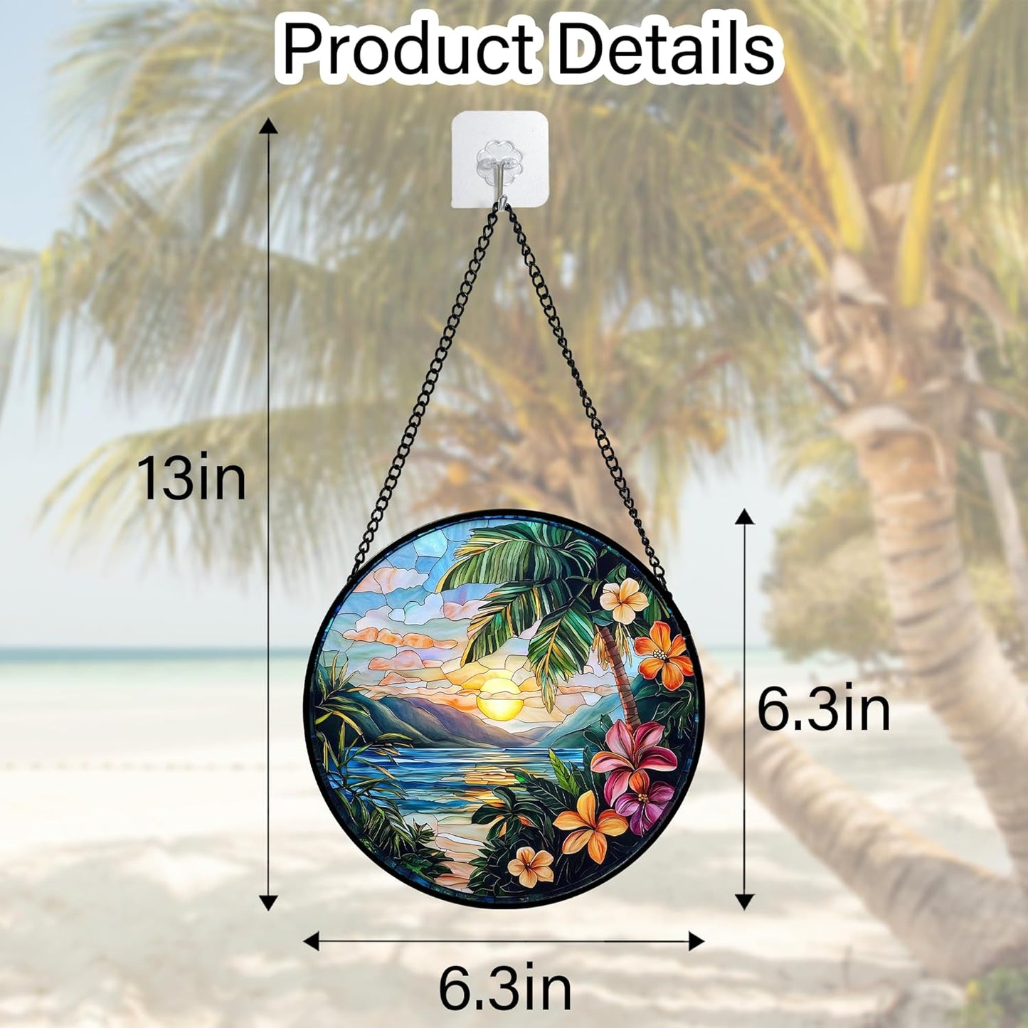 Stained Glass Window Hanging, Colorful Landscape Suncatcher for Doors Home Sun Catchers Decoration and Christmas, Mother's Day Birthday Gifts for Women, Men, and Mom 6.3 in