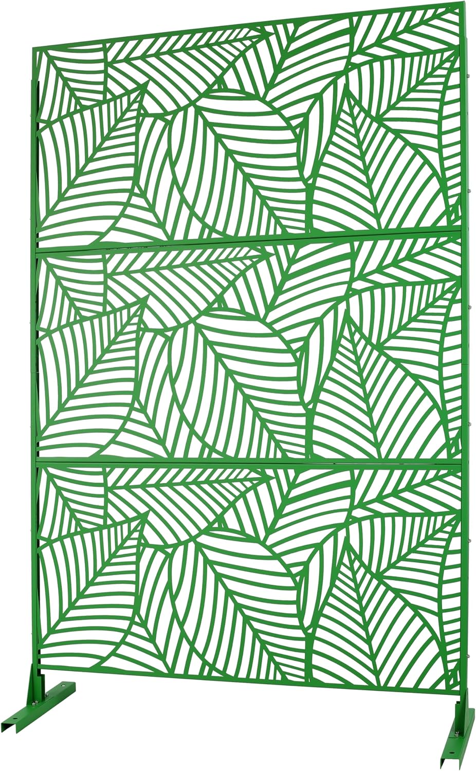 Metal Privacy Screens 76" H Outdoor Privacy Screens Panels Outdoor and Indoor Leaf Pattern Divider Freestanding Decorative Privacy Fence Panels for Balcony Patio Garden, Green