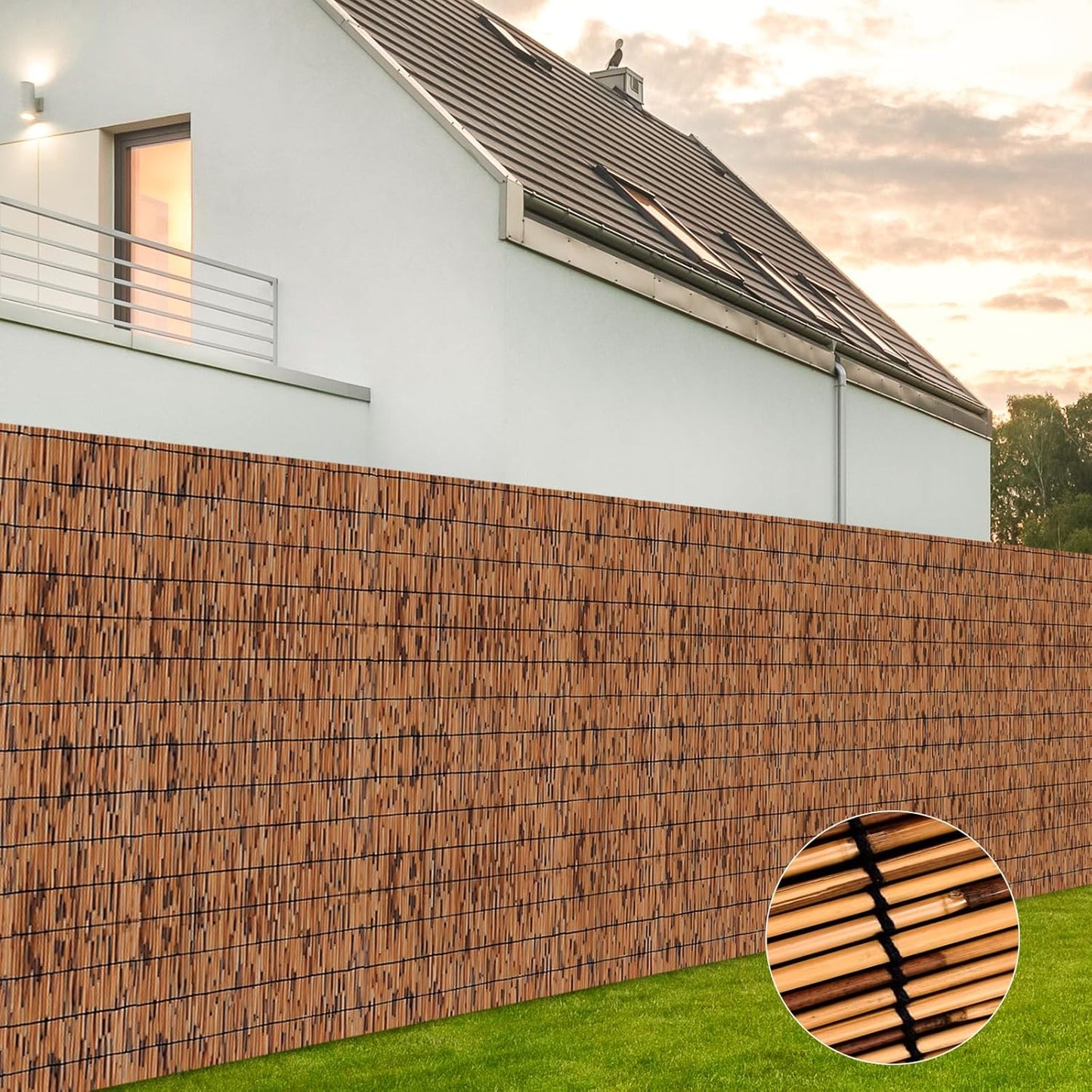 Bamboo Privacy Fence, Decorative Bamboo Fence Rolls 6 Feet High, Light Russet Reed Screens Outdoor for Patio Garden Backyard Balcony, 6 x 10 FT