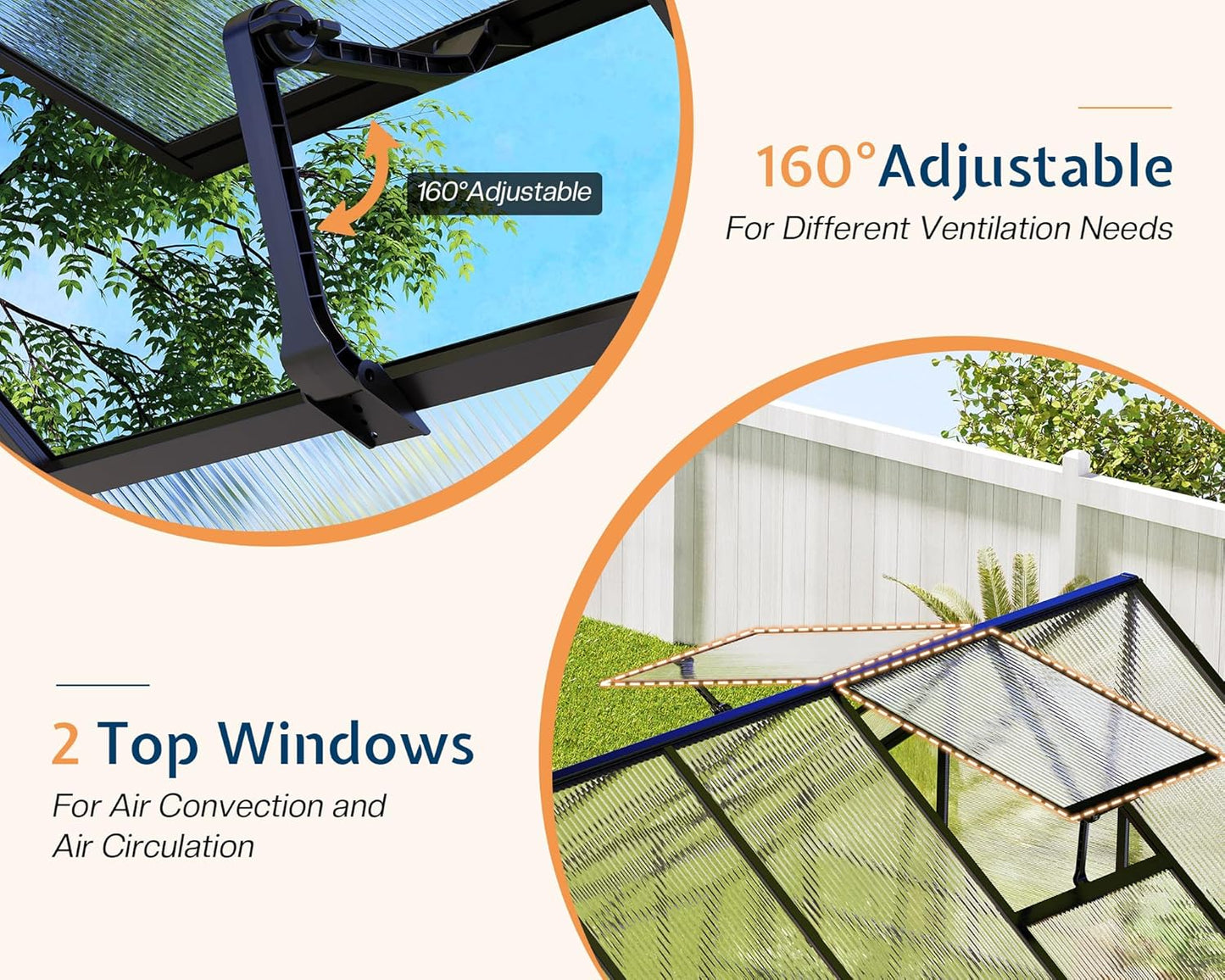 Jocisland 8x8x7 FT Polycarbonate Greenhouse for Outdoors with 2 Windows, Dual Swing Doors, Aluminum Walk-in Frame, Heavy Duty Garden Greenhouse for Backyard, Black