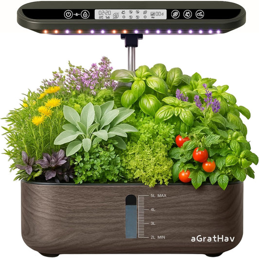 Hydroponics Growing System Kit, Indoor Herb Garden, 14 Pods Upgraded LCD Display, LED Grow Light Quiet Smart Water Pump Automatic Timer, Hydroponic Planter for Home Kitchen Office