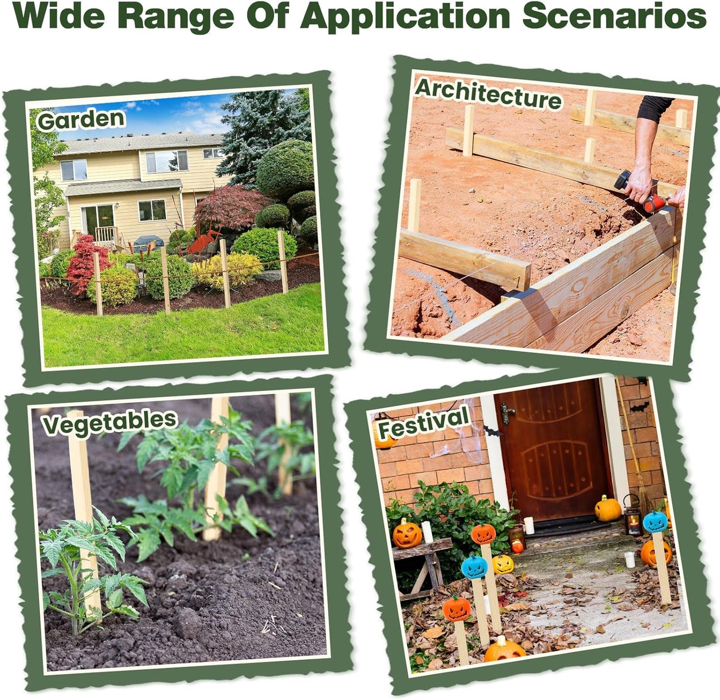 48 Pieces Wooden Garden Stakes 18 x 0.75 Inch Grade and Survey Stakes Wooden Garden and Sign Posts for Plant Support Silt Fence Yard Farm Survey Boundaries Baselines