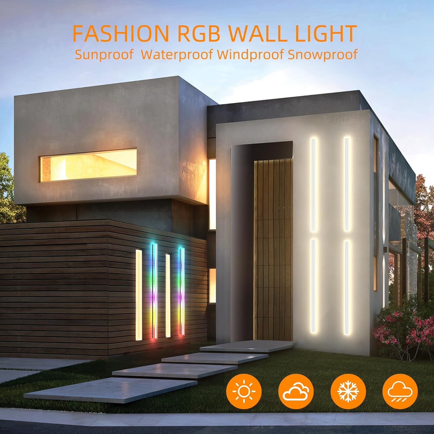 Modern Outdoor Wall Lights, 2 Pack Long Wall Sconce, Lighting Fixtures Long Wall Light 24w Waterproof Ip65 Black Exterior Sconce Led Linear Light for Garage, Patio (2pack-white, 60inch)