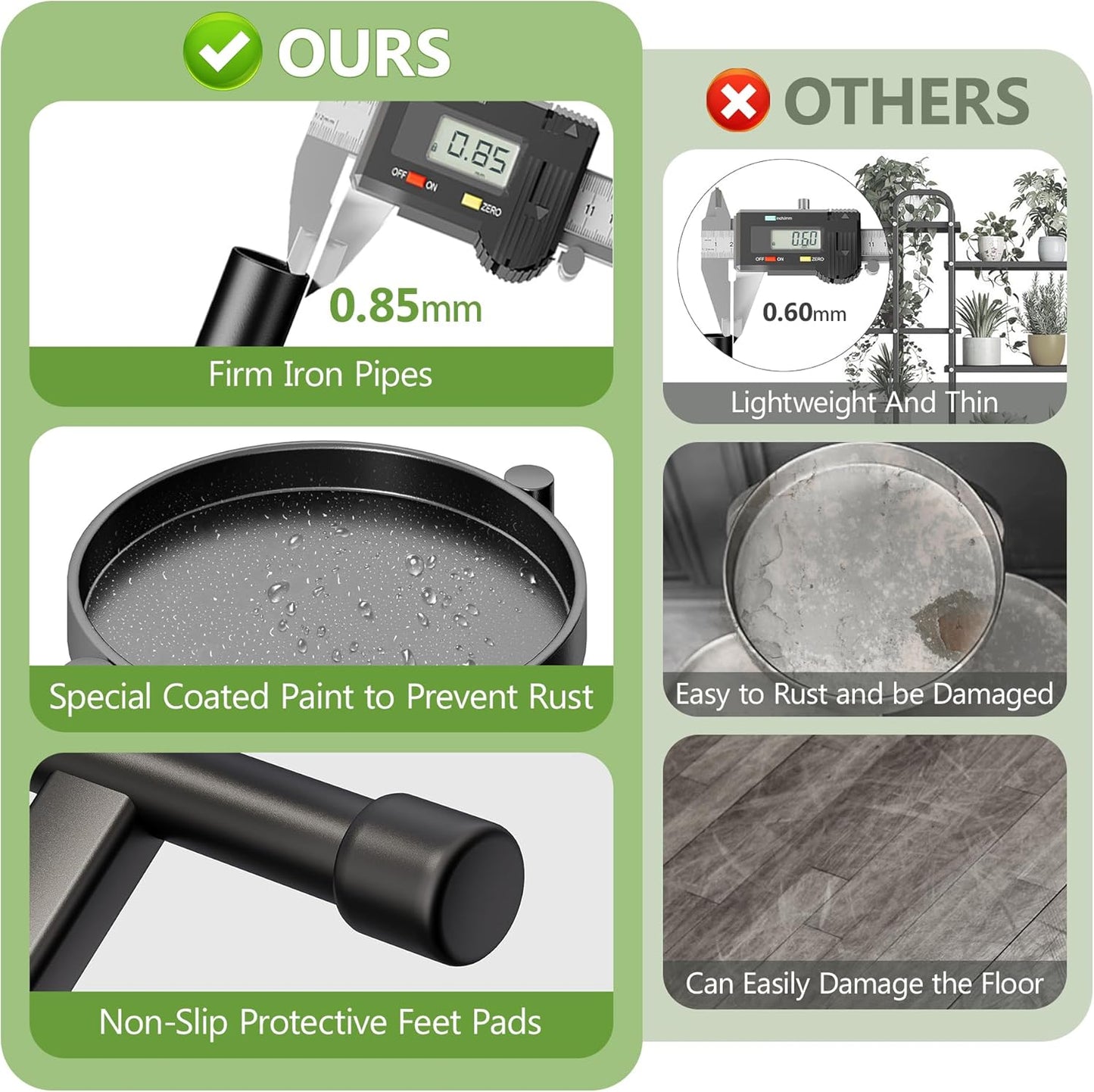 3-Tier Foldable Plant Stand, Corner Display Shelf for Multiple Plants, Indoor Outdoor Rack, Black