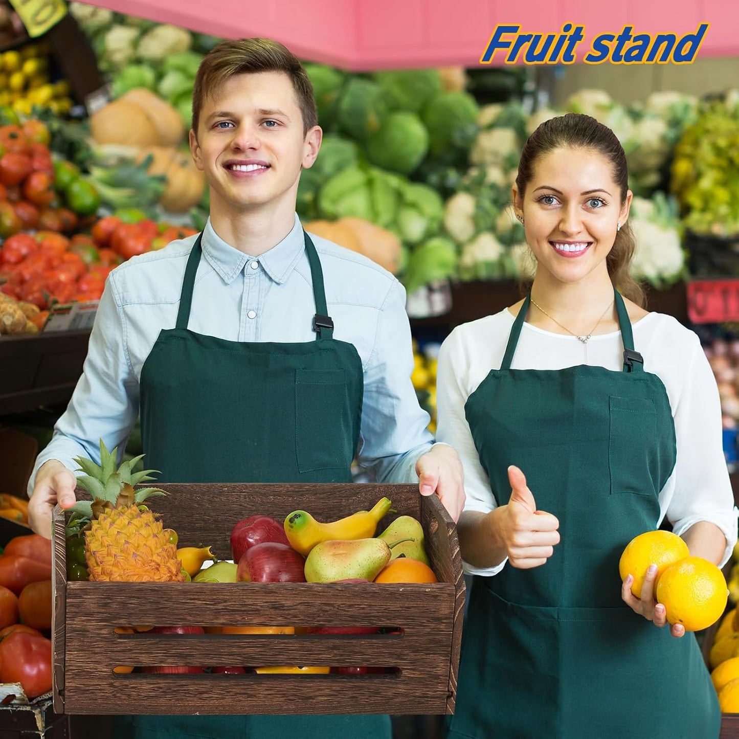 ELONG HOME Wooden Crate, 2 Pack Fast Assemble Rustic Wooden Crates for Storage, Decorative Farmhouse Wooden Crate Basket, Vintage Wood Crates Display for Fruits and Vegetables