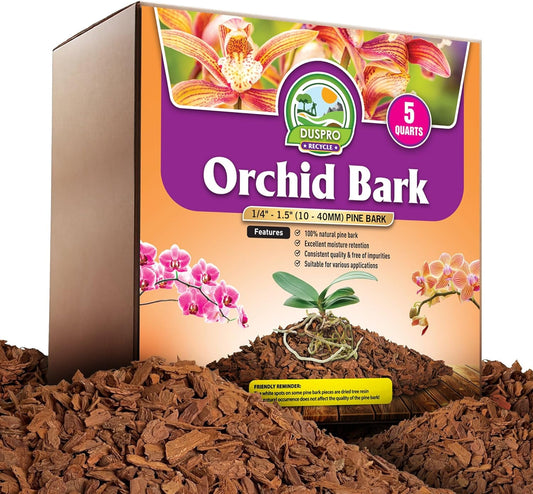 DUSPRO Orchid Bark Bulk, Fine Orchid Bark for Plants, Optimal Texture Bark for Orchids, Ideal Wood Chips for Plants, Plant Bark for Potting, bark Soil for Plants (5 qts)