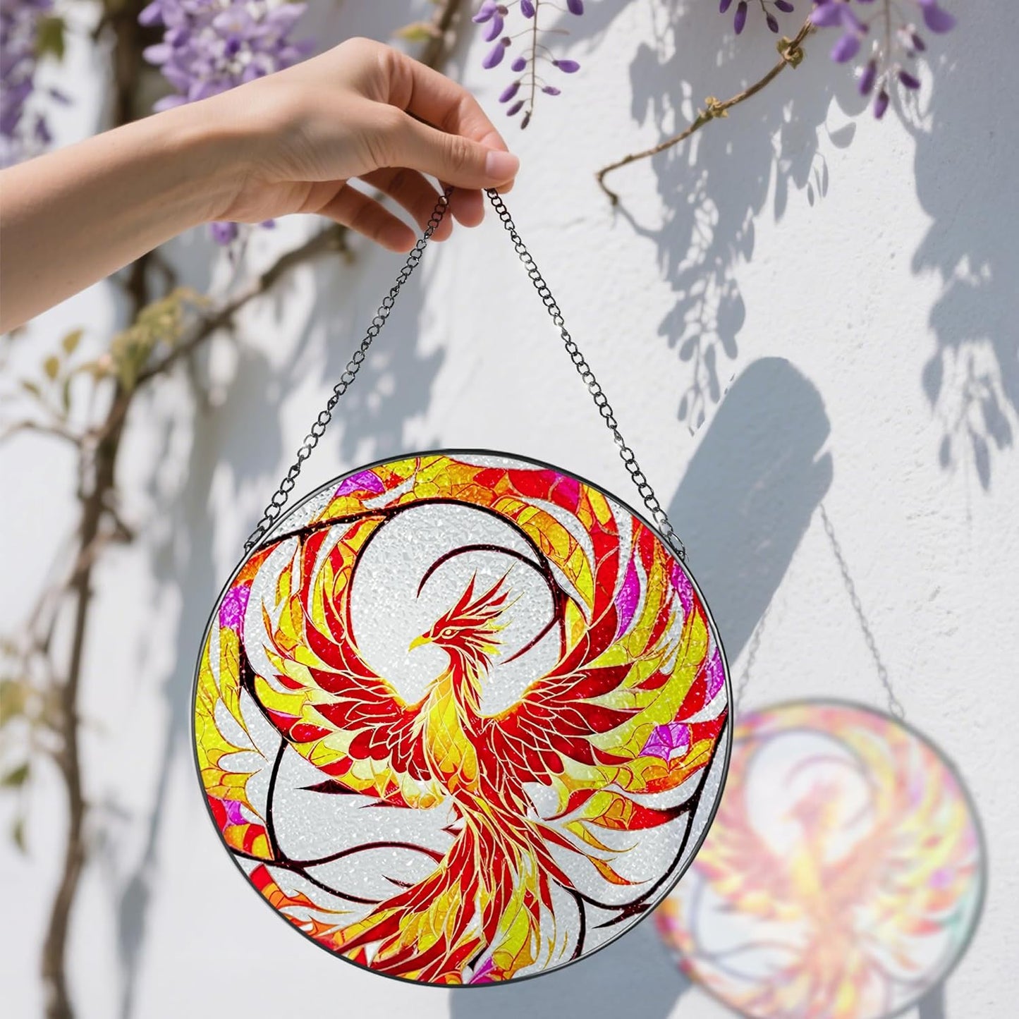 Stained Glass Window Hanging, Stained Glass Suncatcher, Phoenix Sun Catcher, Window Decor, Phoenix Gift, Gifts for Mothers Day, Christmas or Birthday Gift, Gifts for Her Mom Grandmother Daughter