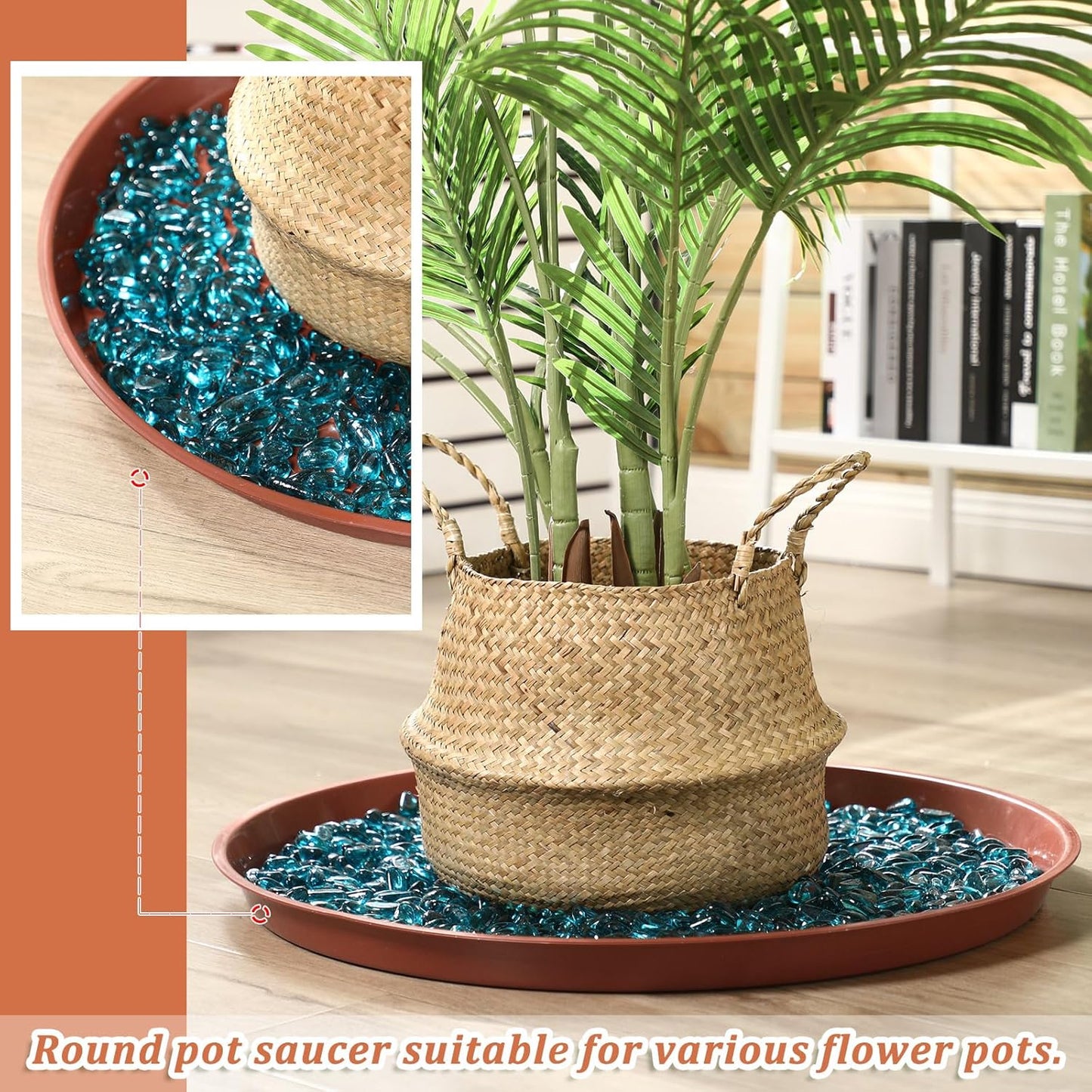 Eccliy 6 Pack Plastic Plant Saucer Heavy Duty Planter Saucers Large Plant Pot Saucers Plastic Water Trays for Indoors and Outdoors Flower Plant Plant Drip (Terracotta,25 Inch)